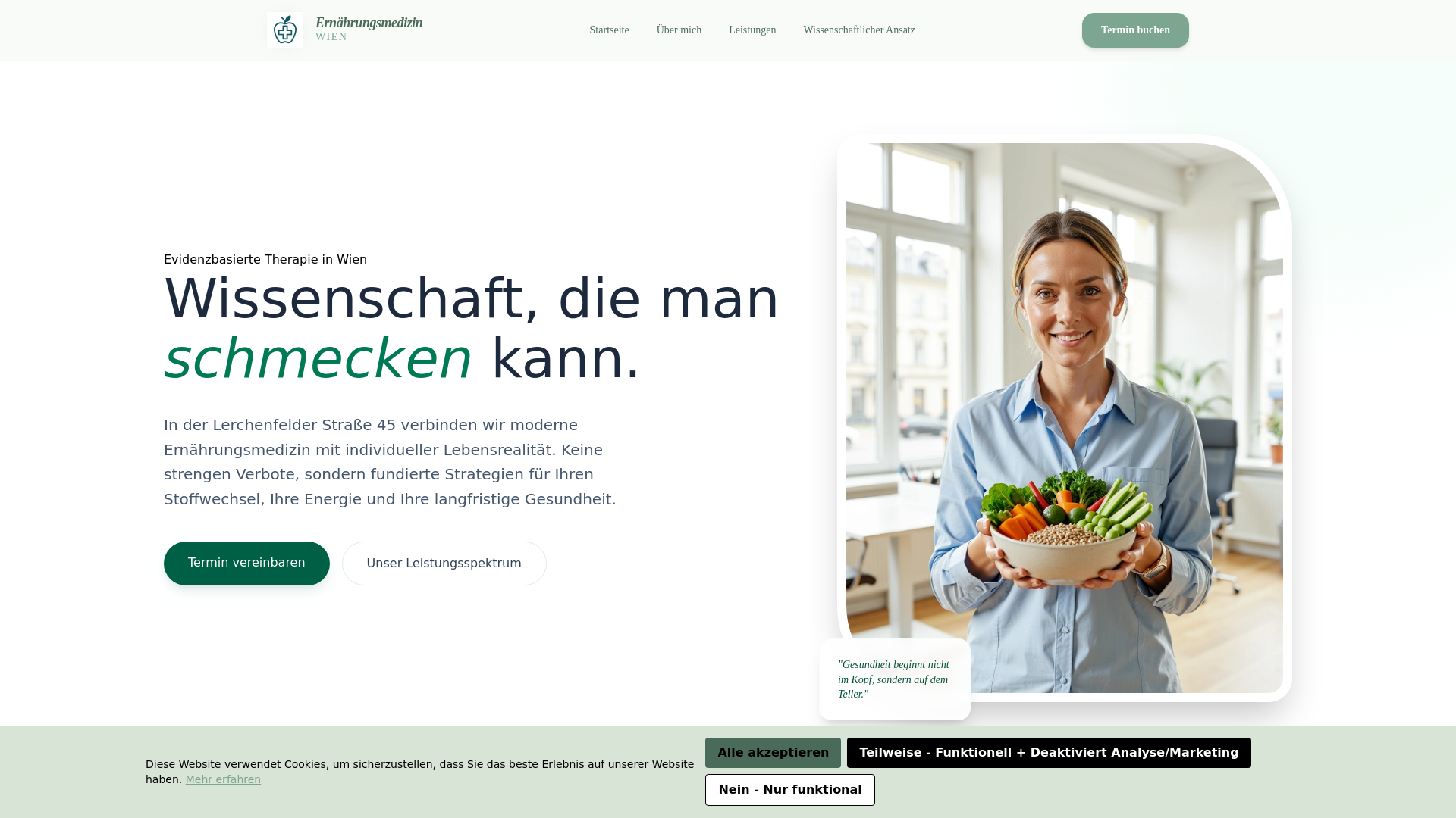 website screenshot of https://ernaehrungsmedizinte.info/