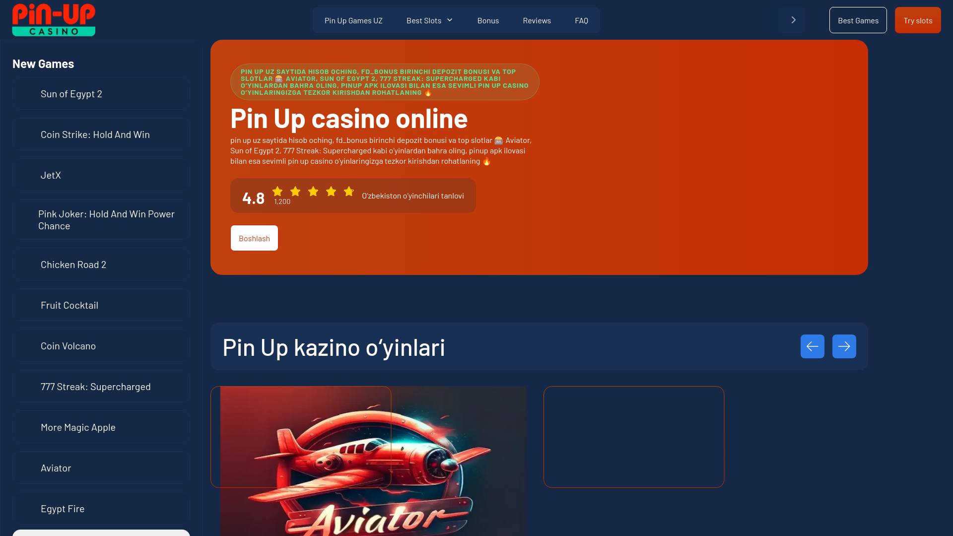 website screenshot of https://pinup-casinouzbekistanonline.com