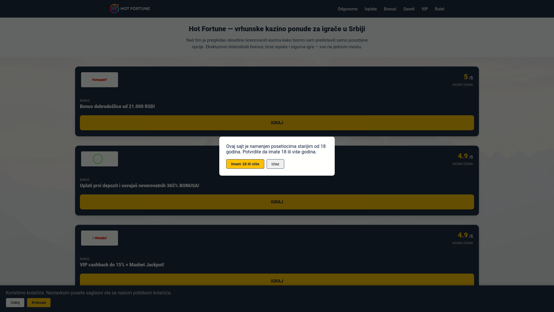 website screenshot of https://hot-fortune.com/