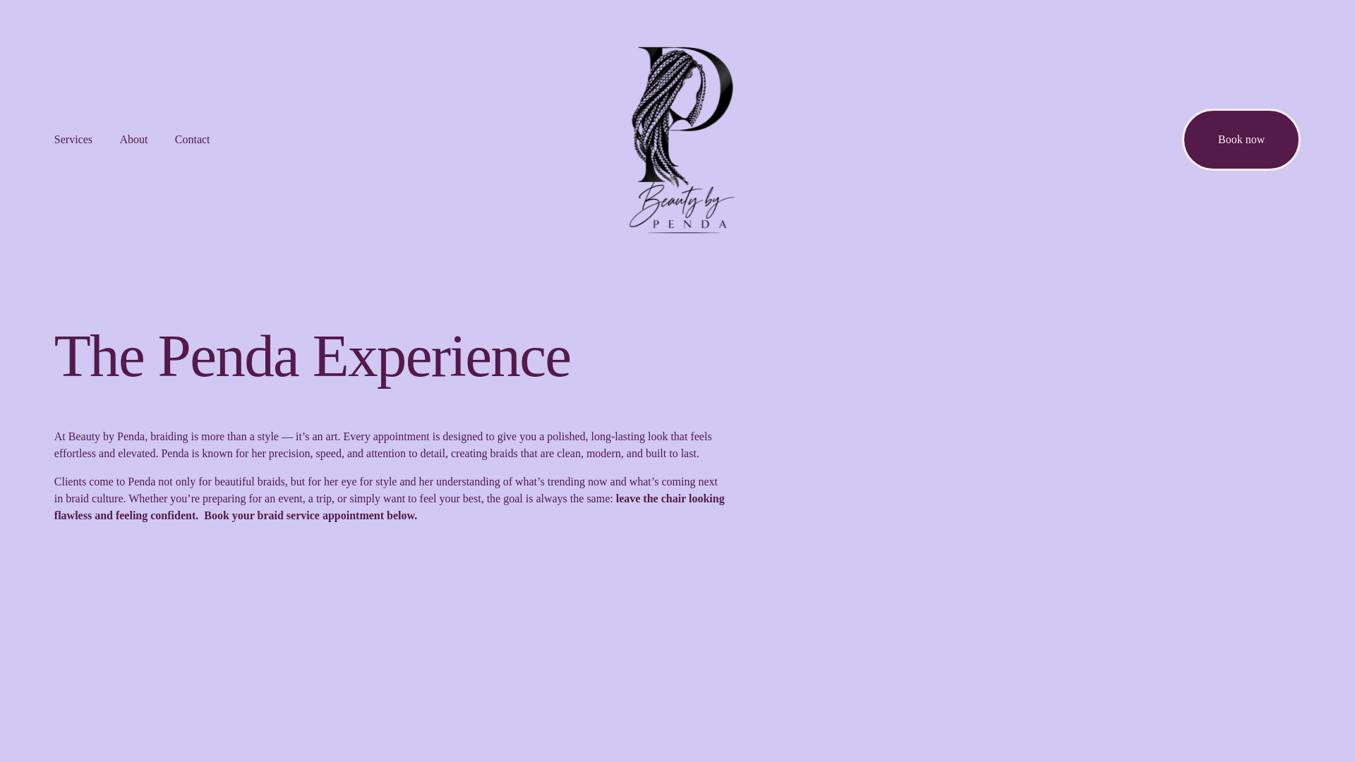 website screenshot of https://beautybypenda.one/