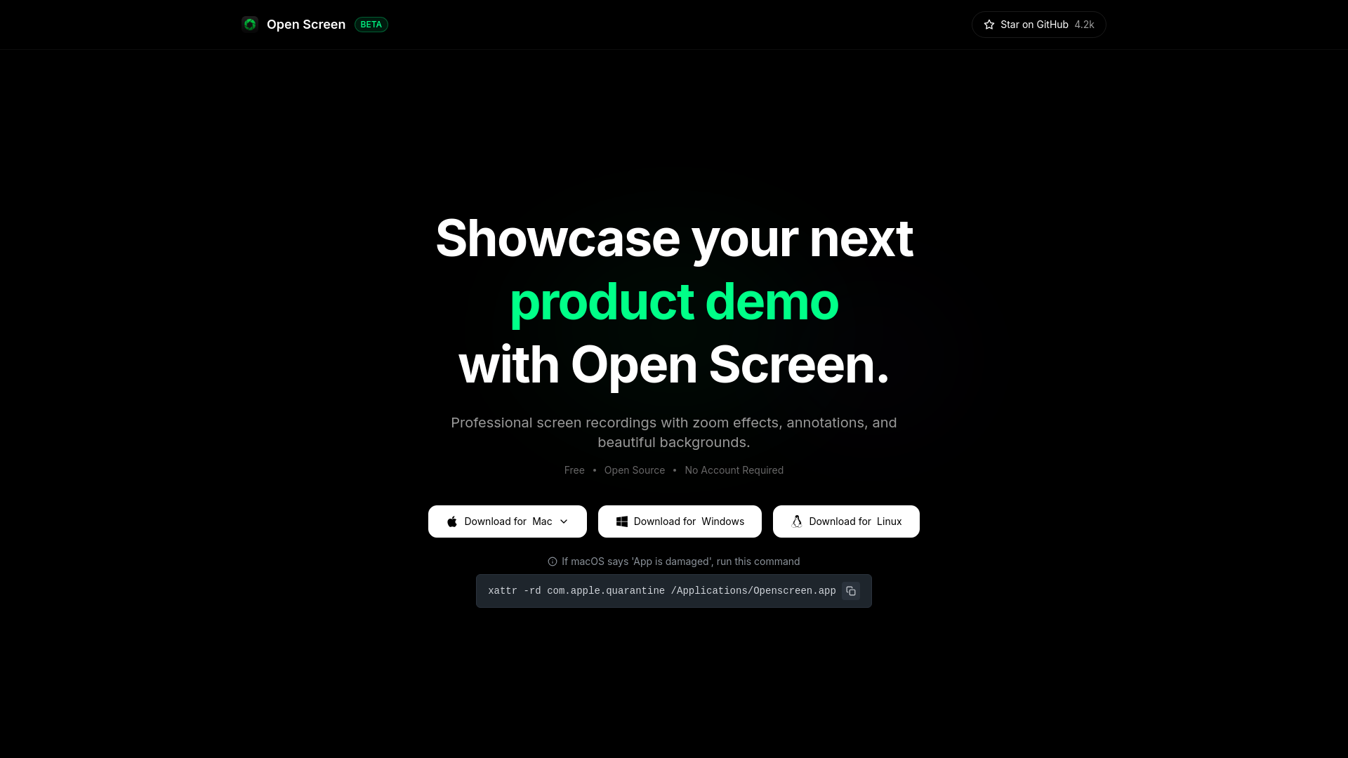 website screenshot of https://openscreen-web.pages.dev/