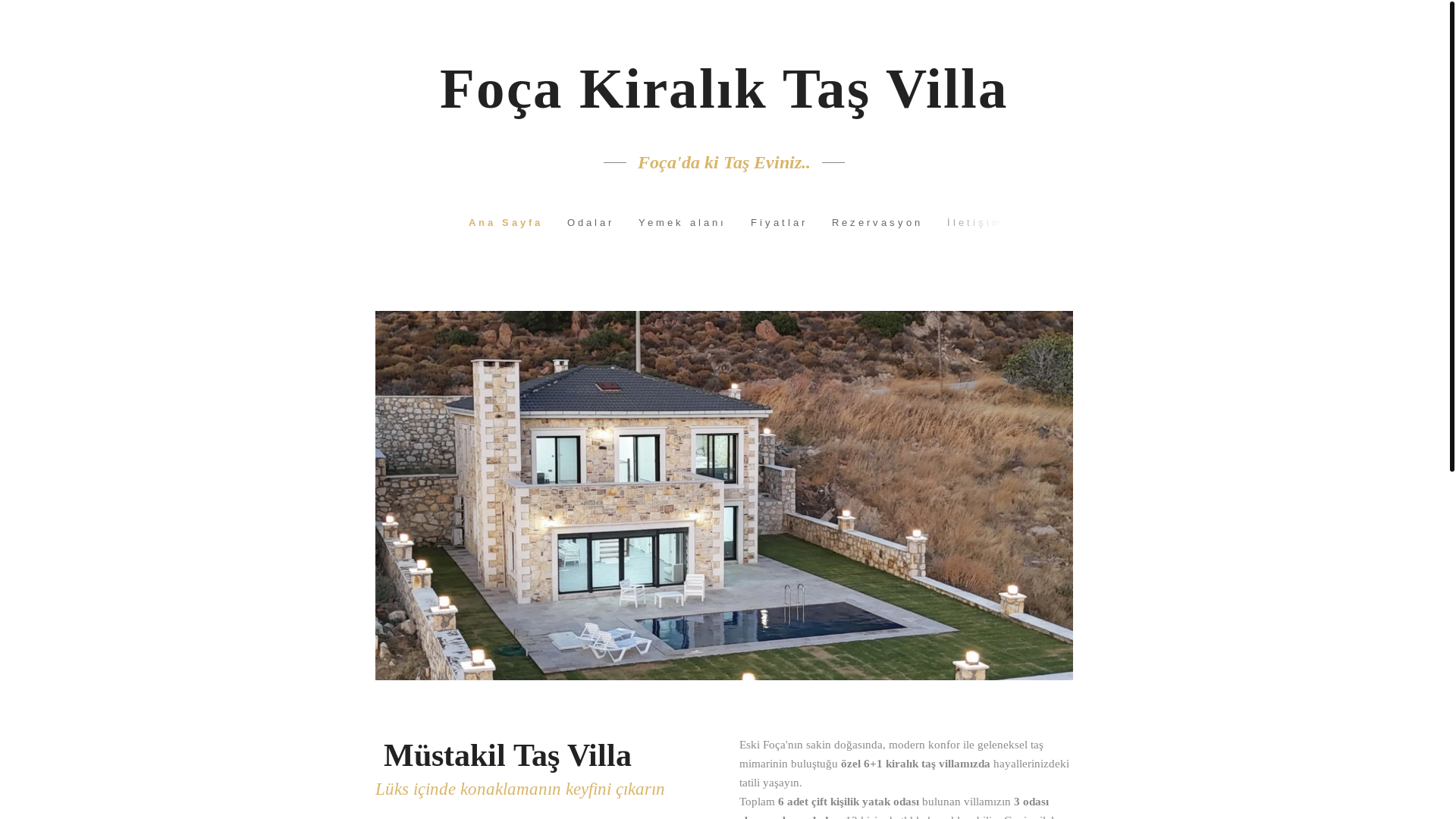 website screenshot of https://focakiralikvilla.com/