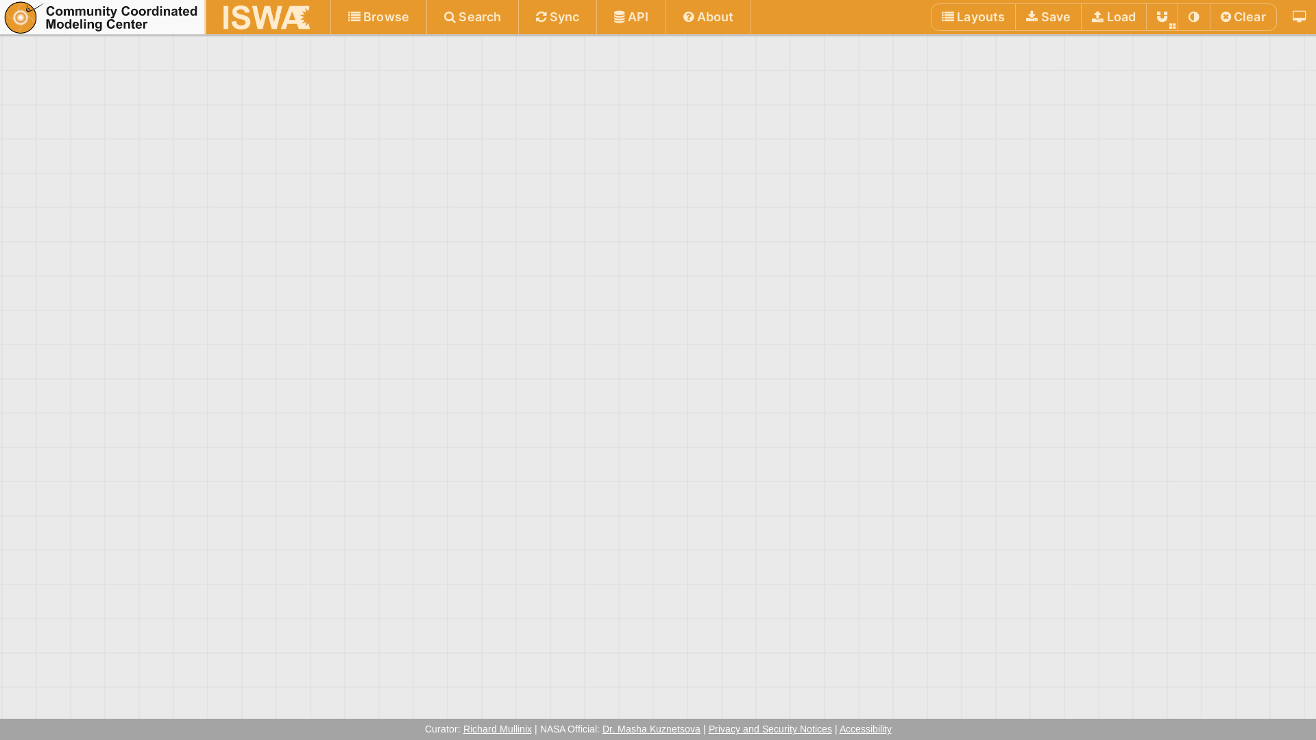 website screenshot of https://iswa.ccmc.gsfc.nasa.gov/app/