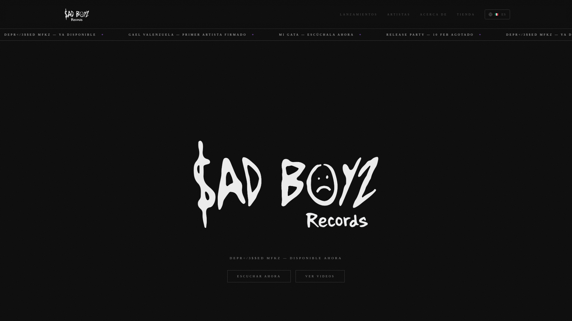 website screenshot of https://sadboyzrecords.pages.dev/