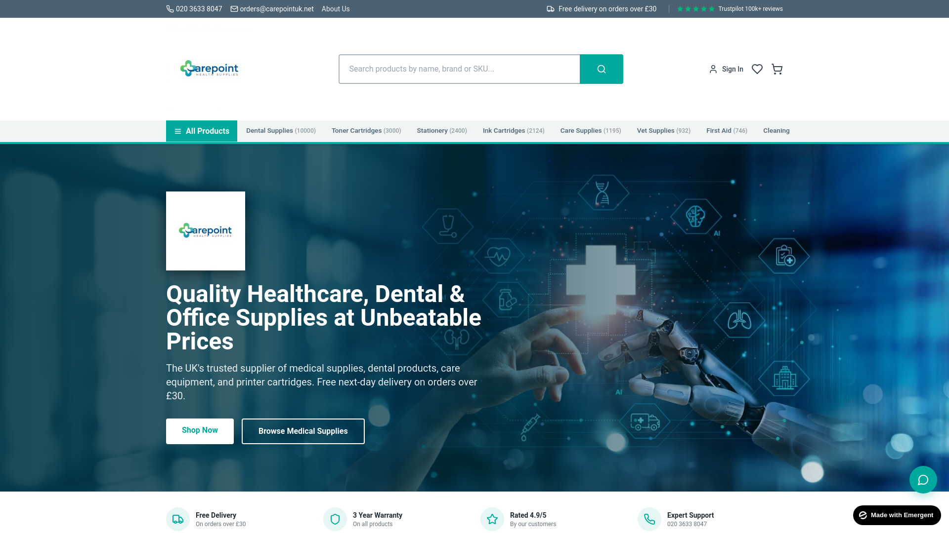 website screenshot of https://carepointuk.net/