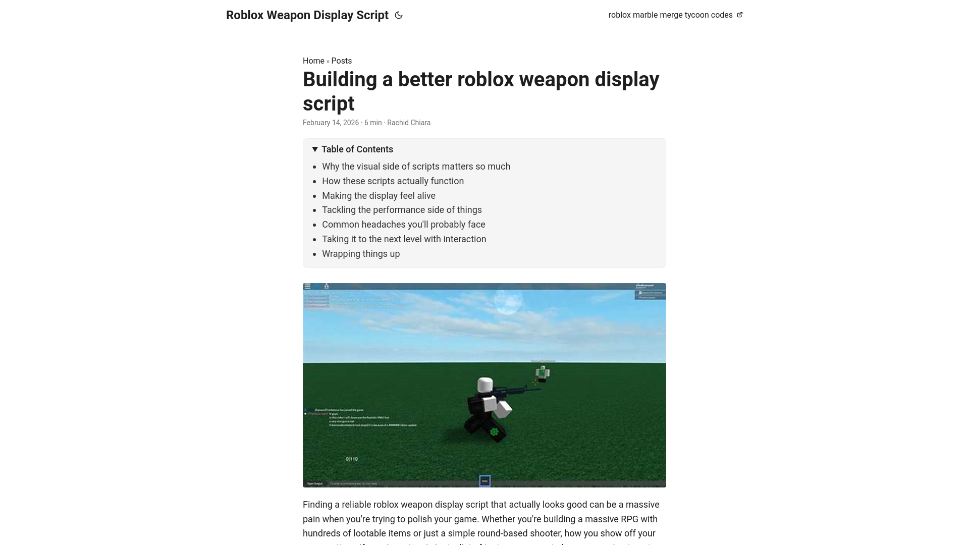website screenshot of https://roblox-weapon-display-script.pages.dev/