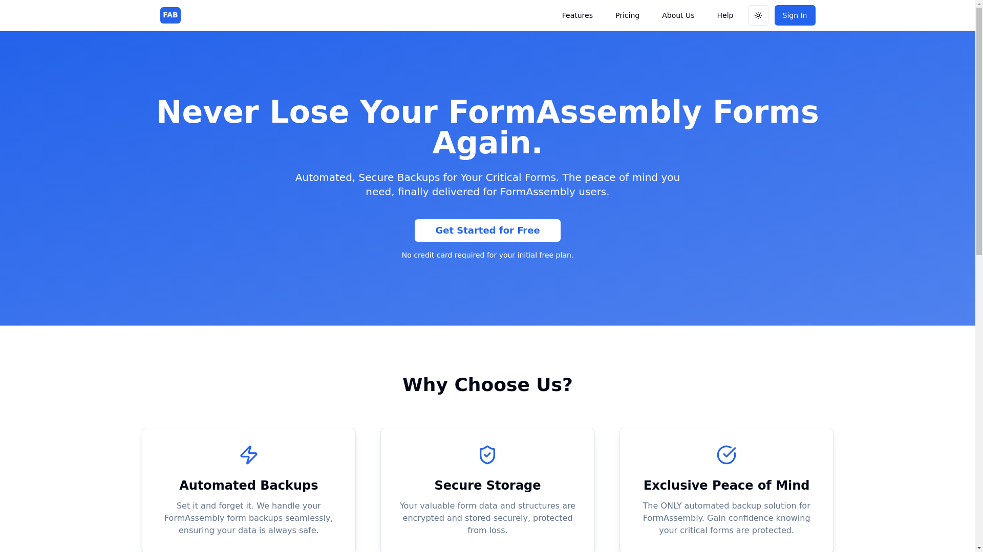 website screenshot of https://form-haven-backup-hub.pages.dev/
