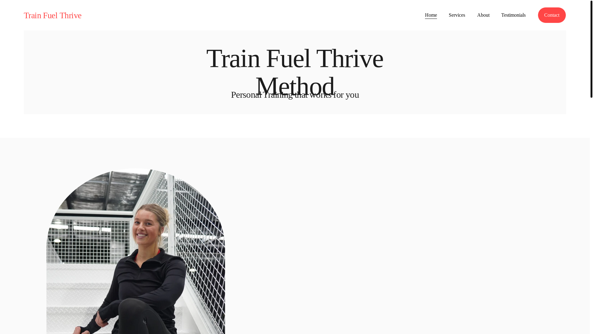 website screenshot of https://trainfuelthrive.com/