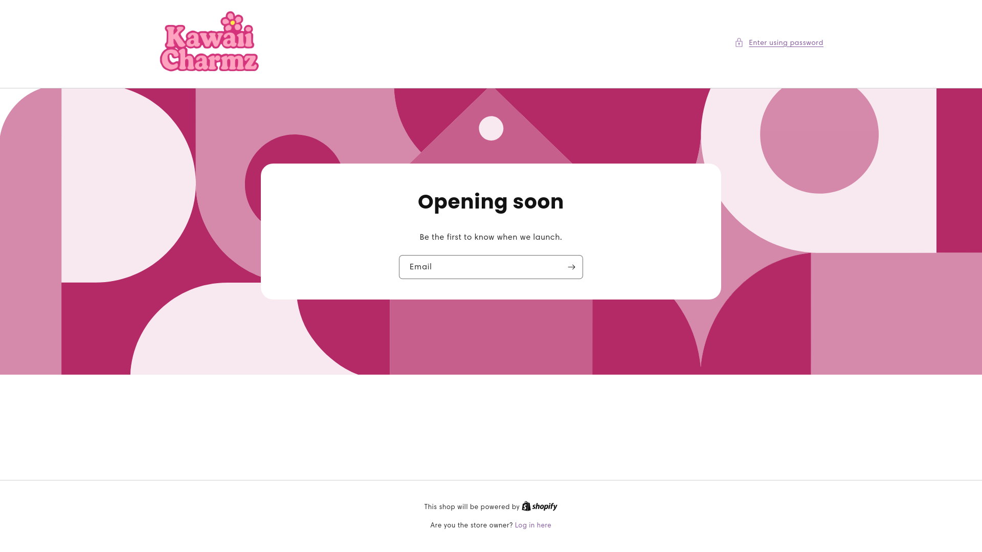 website screenshot of https://kawaiicharmz.store/