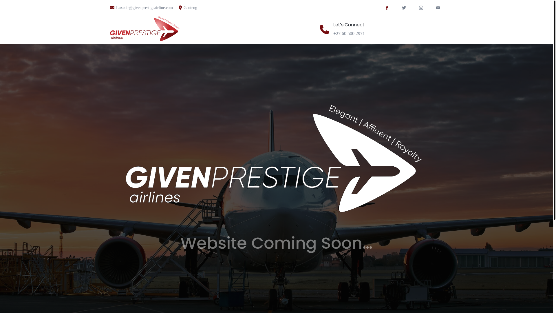 website screenshot of https://givenprestigeairlines.com/
