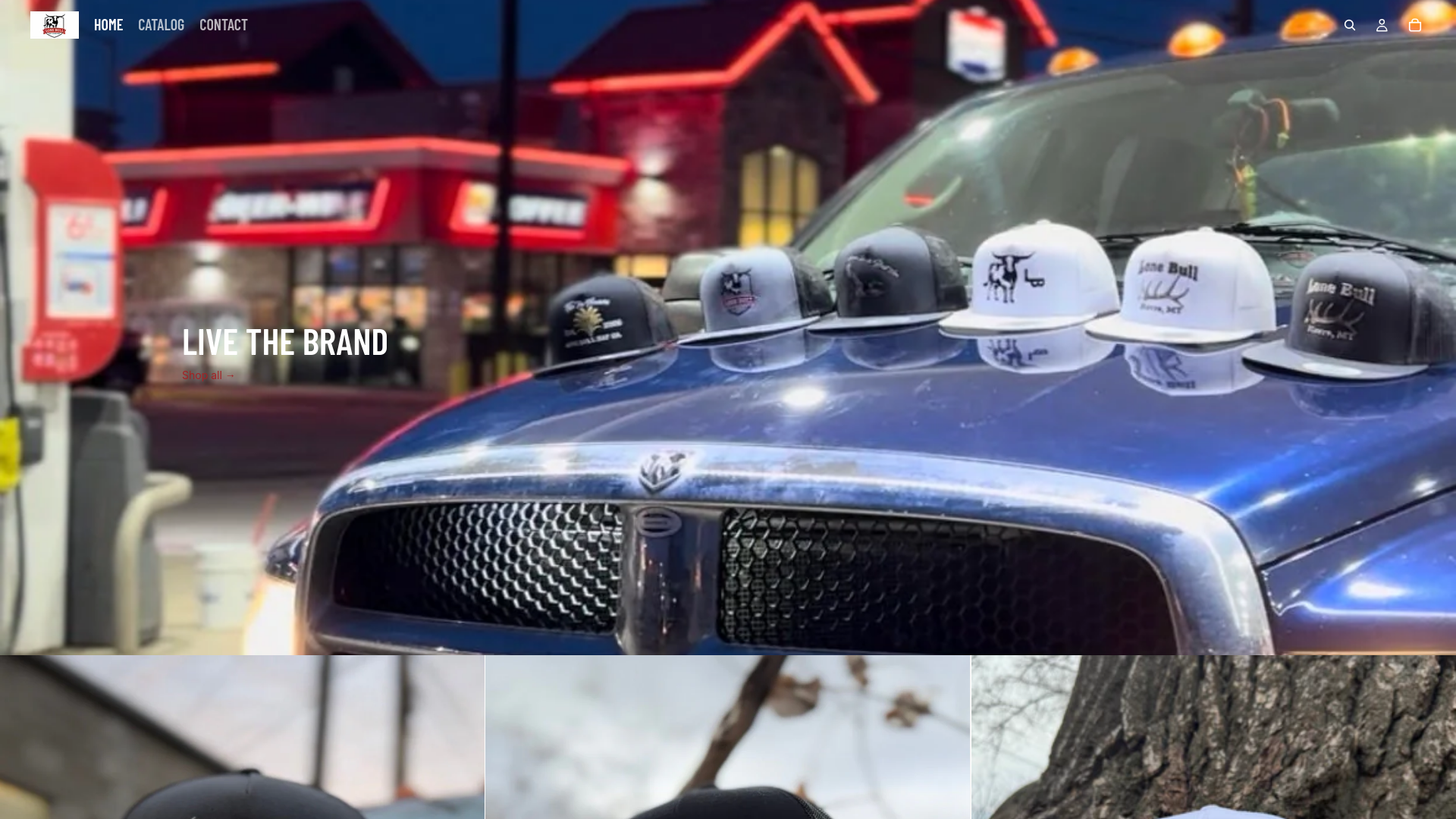 website screenshot of https://lonebullhatco.com/