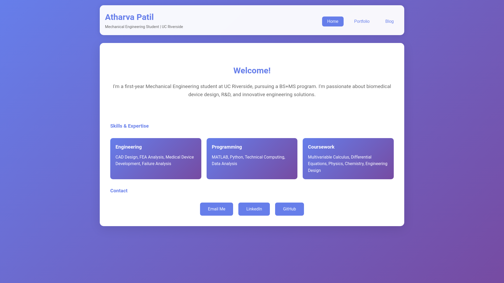website screenshot of https://theatharvapatil.com