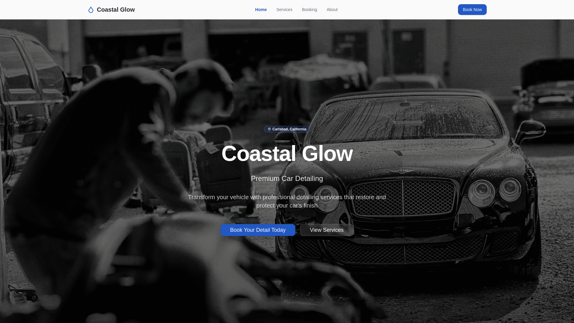 website screenshot of https://coastalglowcardetailing.shop