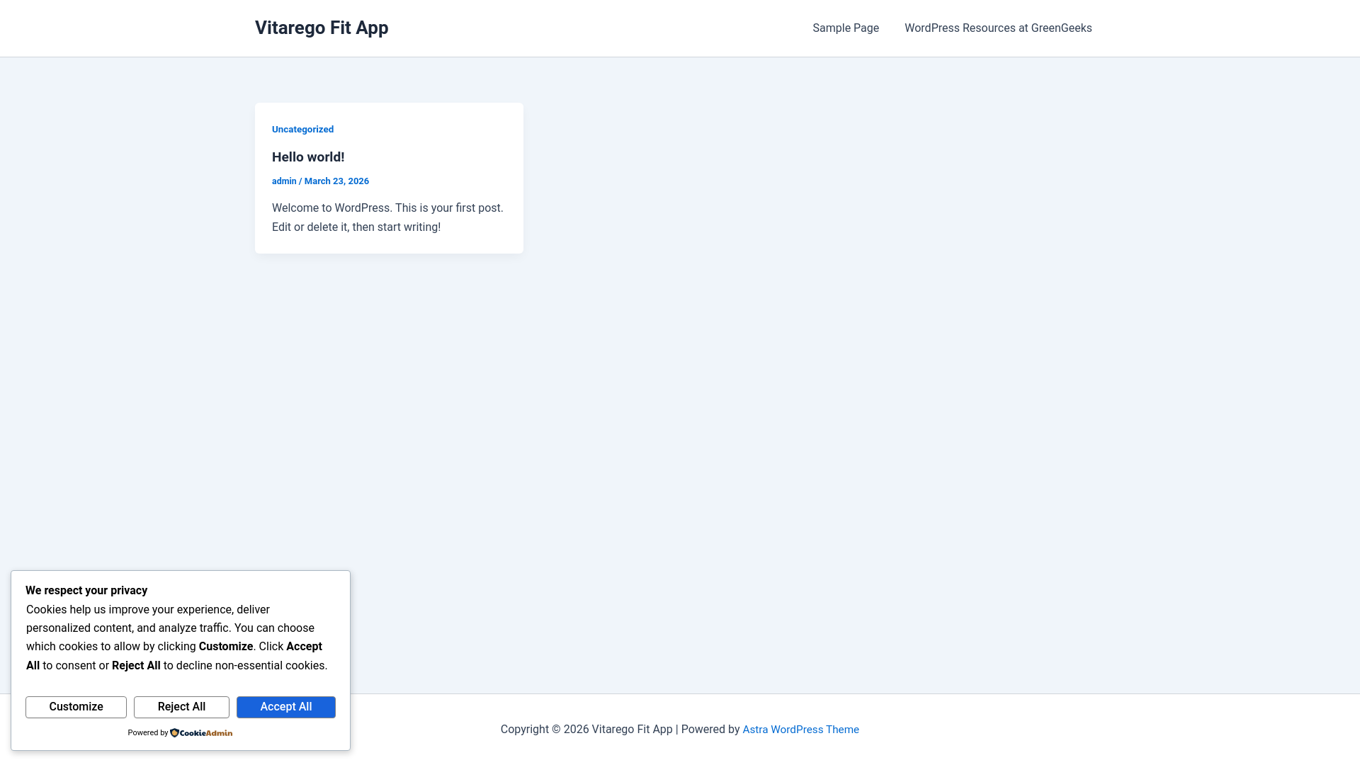 website screenshot of https://vitarego.fit/