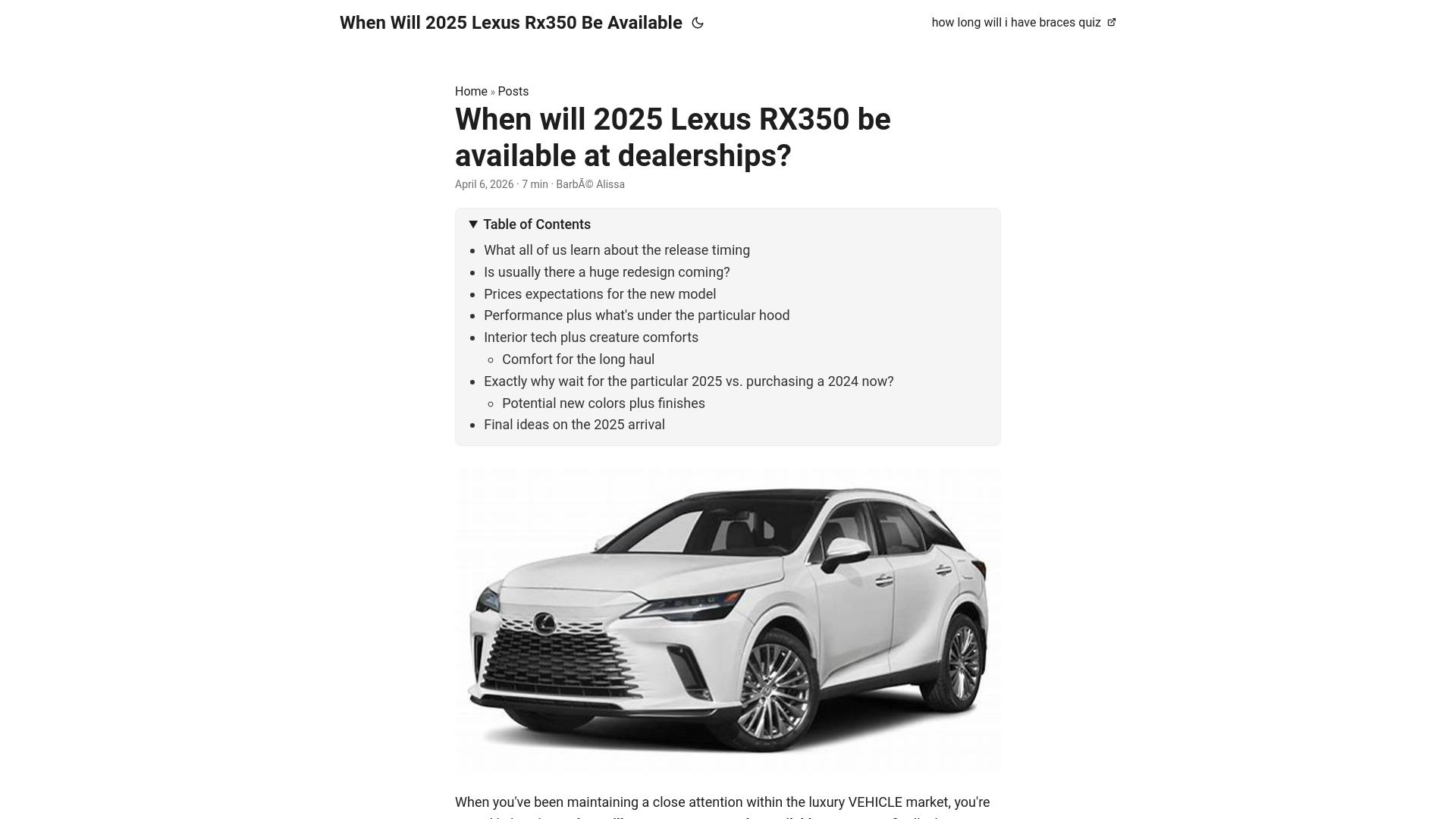 website screenshot of https://when-will-2025-lexus-rx350-be-available.pages.dev/