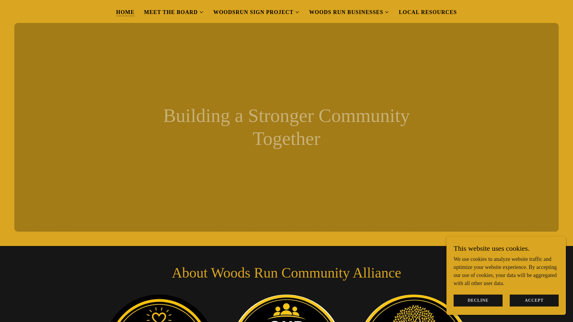 website screenshot of https://woodsruncommunityalliance.com/