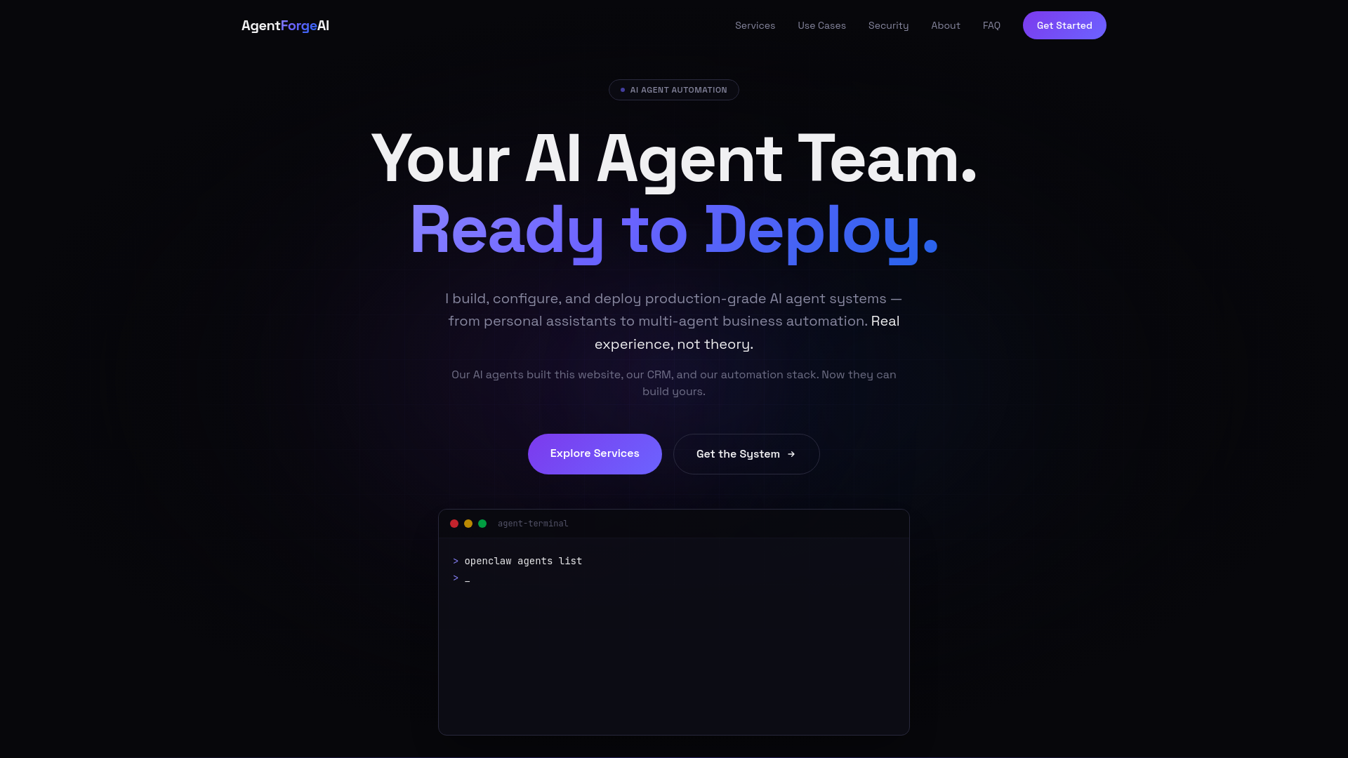 website screenshot of https://agent-forge-ai.com