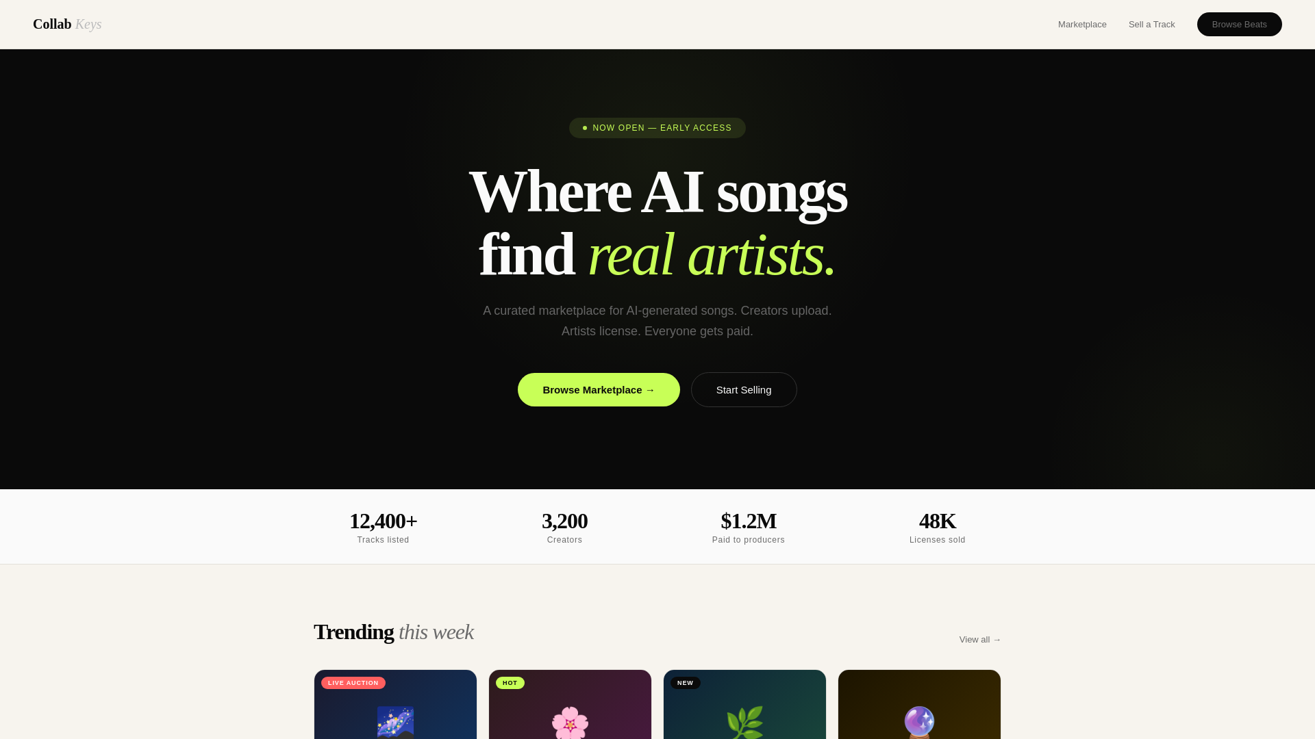website screenshot of https://collabkeys.com/