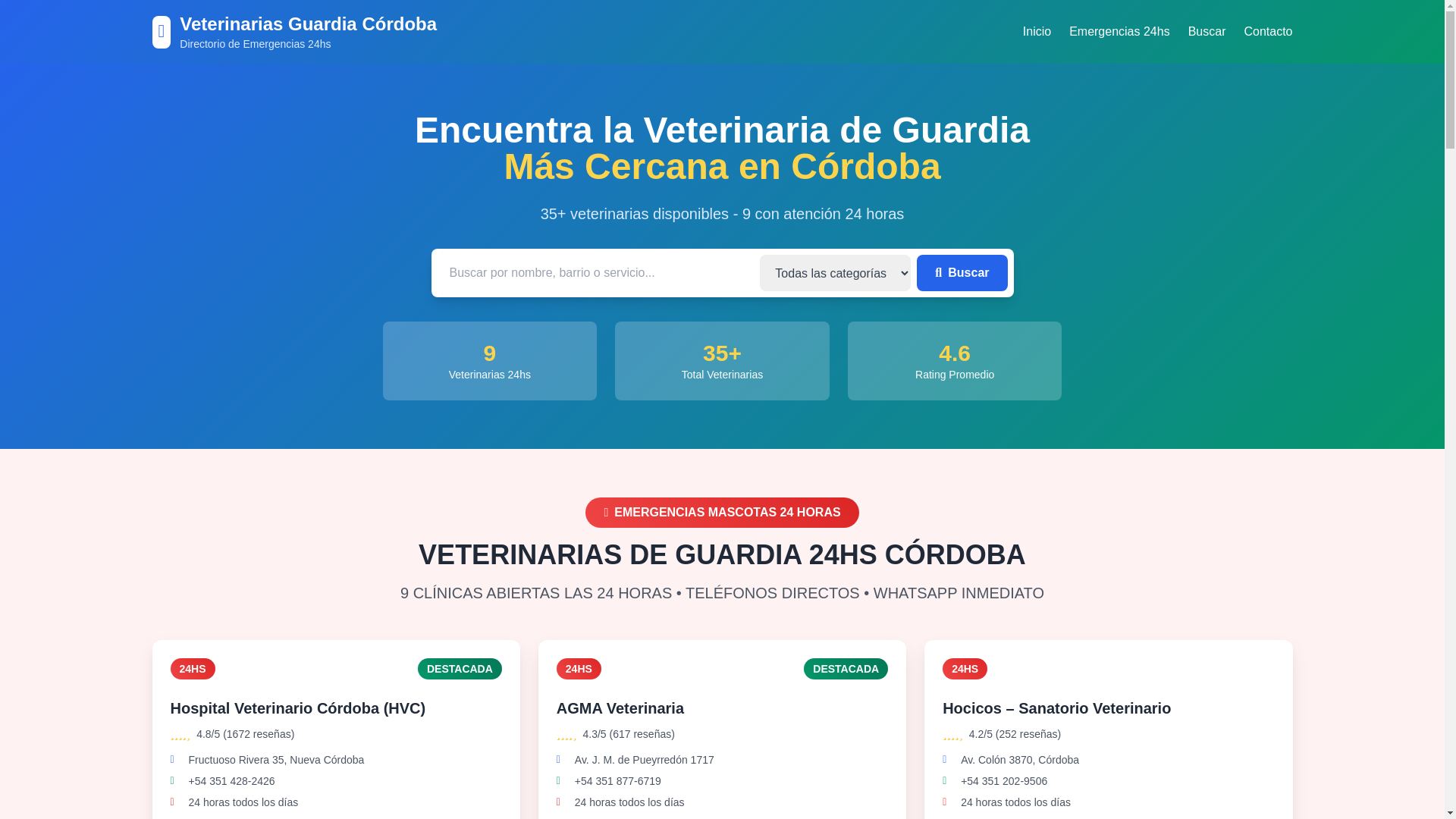 website screenshot of https://veterinariasguardiascordoba.ar/