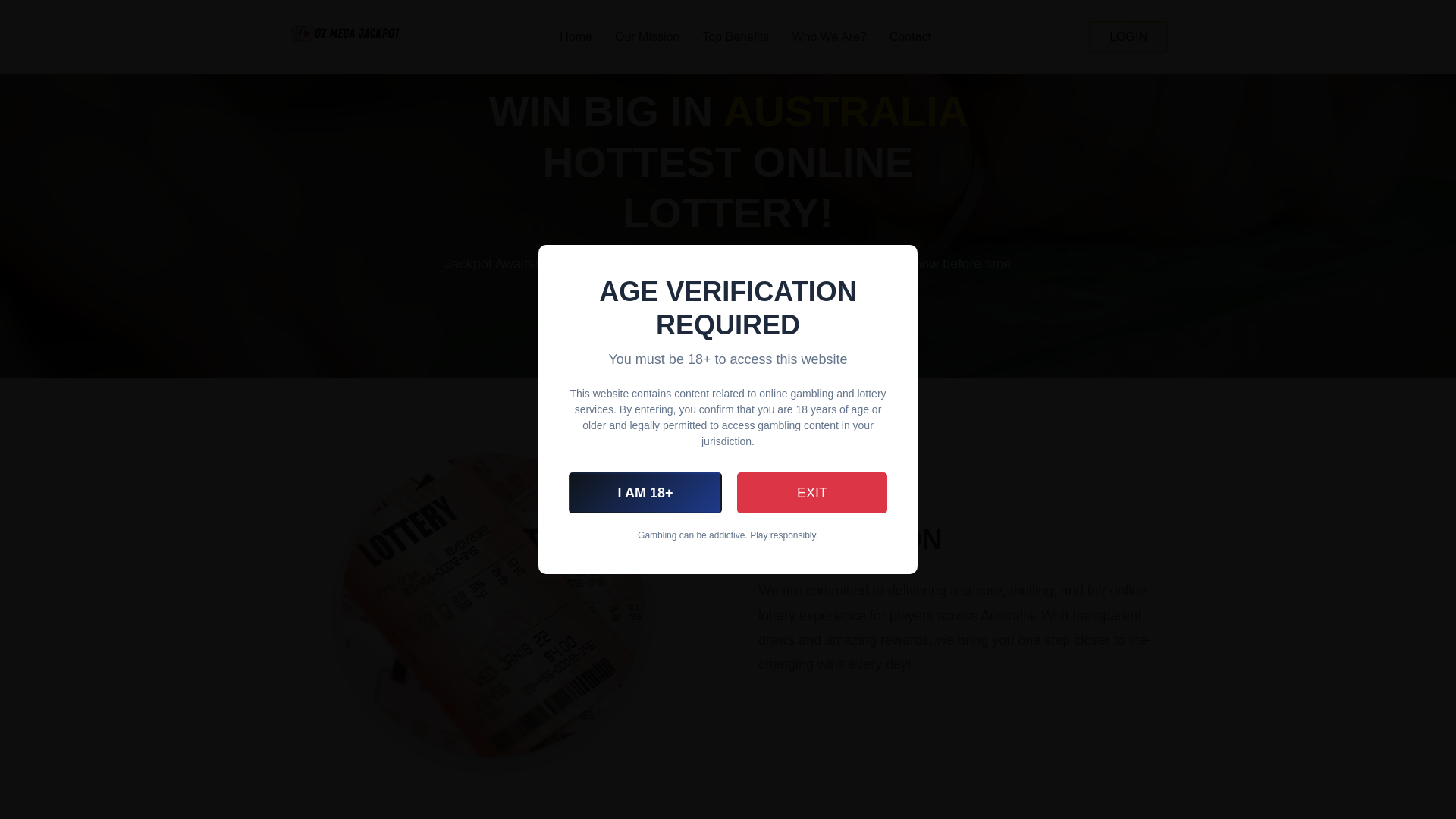 website screenshot of https://ozmegajackpot.com/