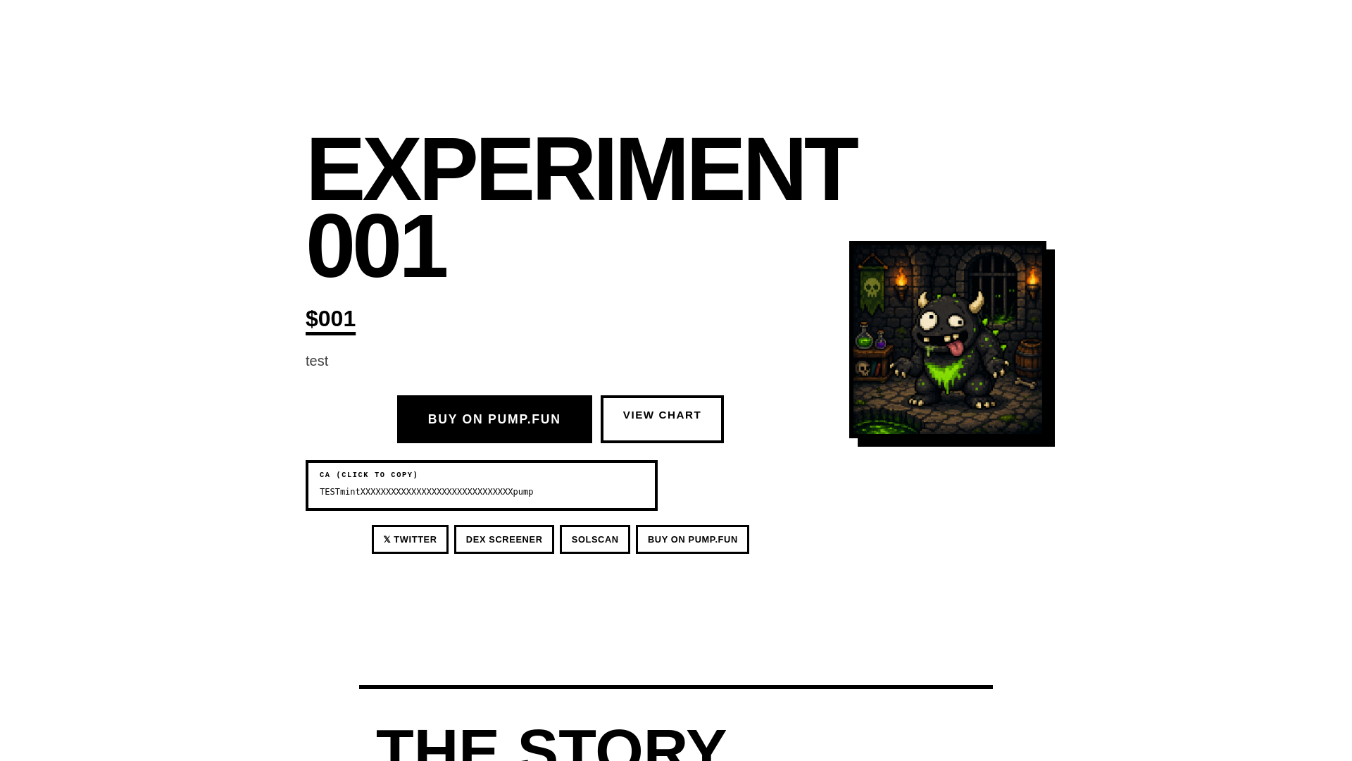 website screenshot of https://experiment001.xyz/