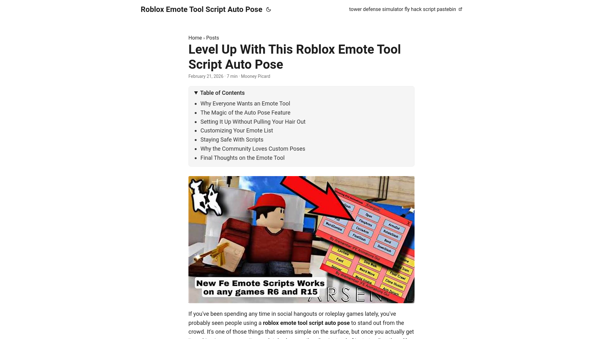 website screenshot of https://roblox-emote-tool-script-auto-pose.pages.dev/