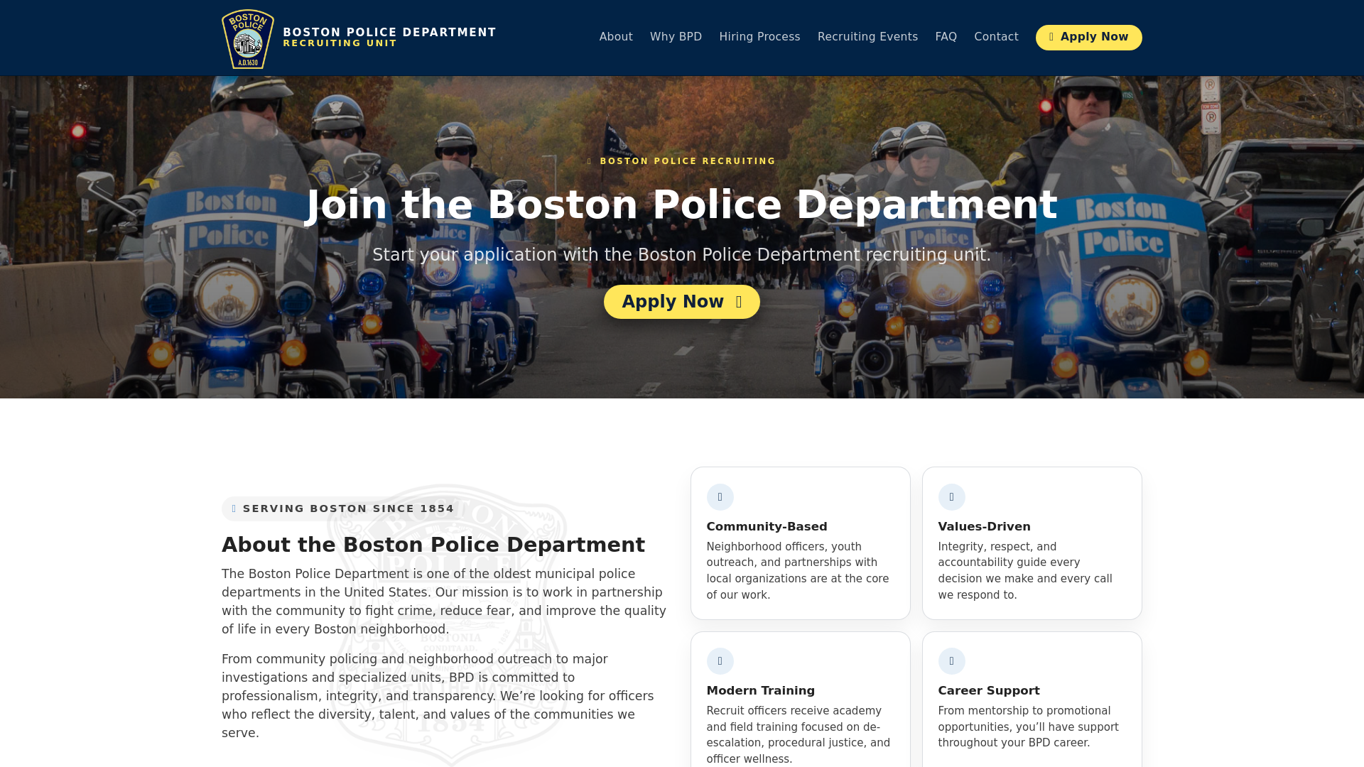 website screenshot of https://joinbostonpd.com
