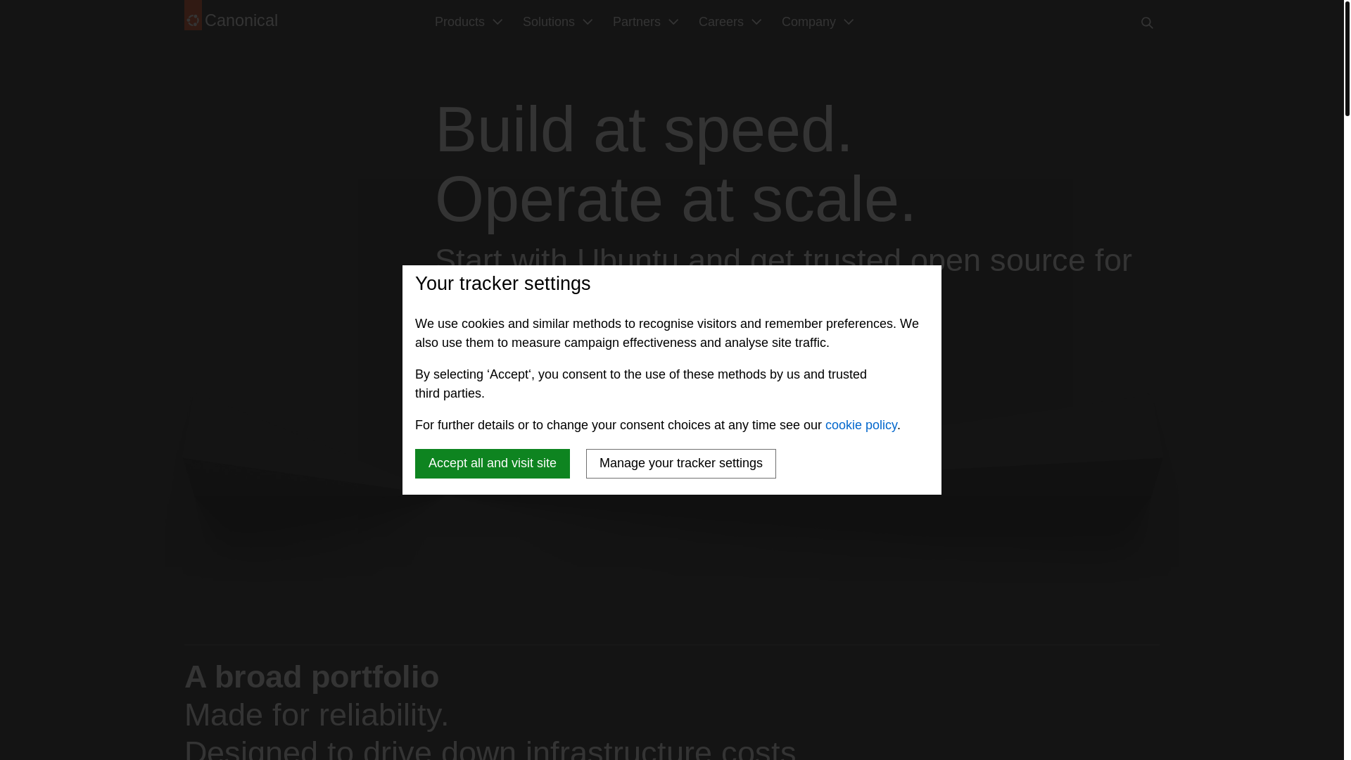 website screenshot of https://canonical.com