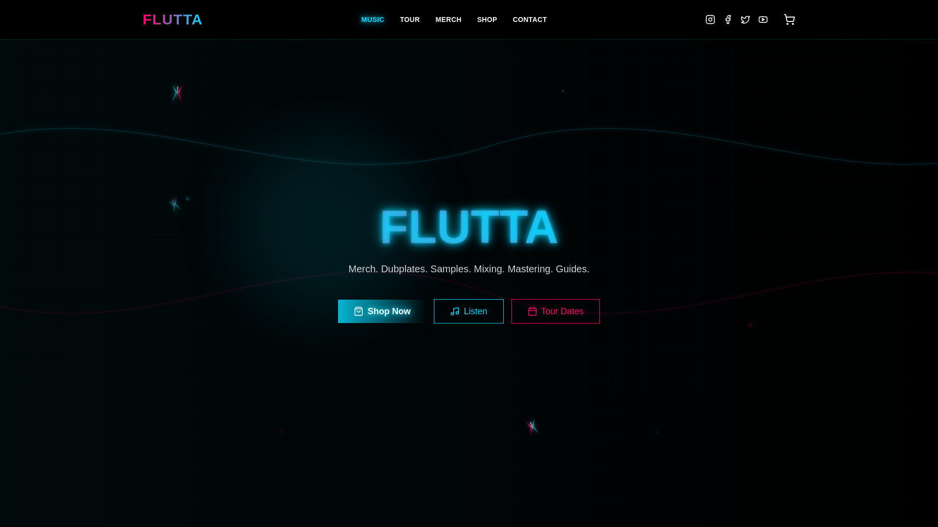 website screenshot of https://fluttamusic.com/
