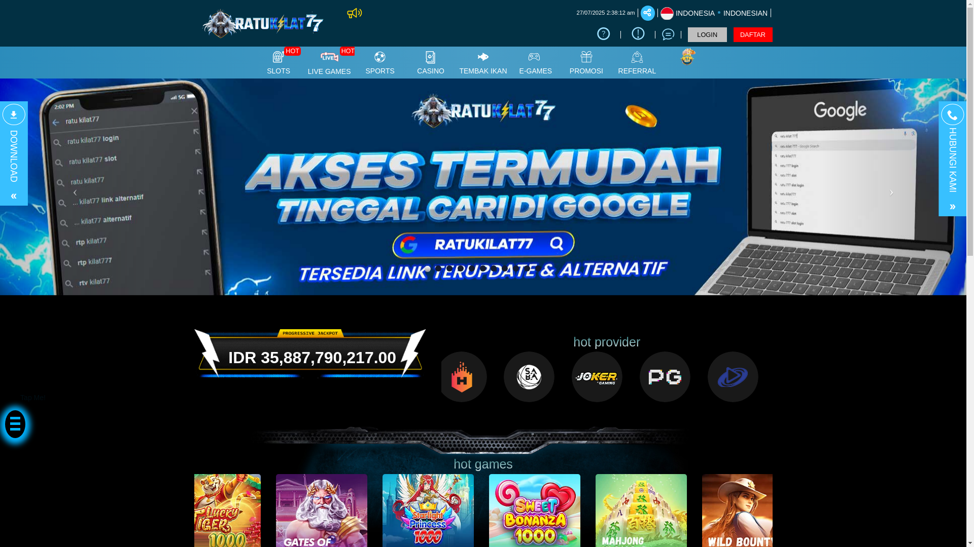 website screenshot of https://ratukilat77x.com/