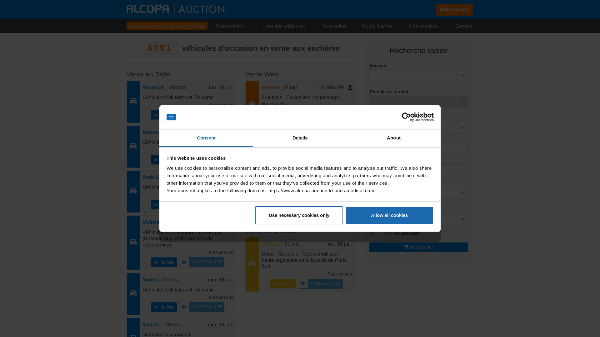 website screenshot of https://www.alcopa-auction.fr/