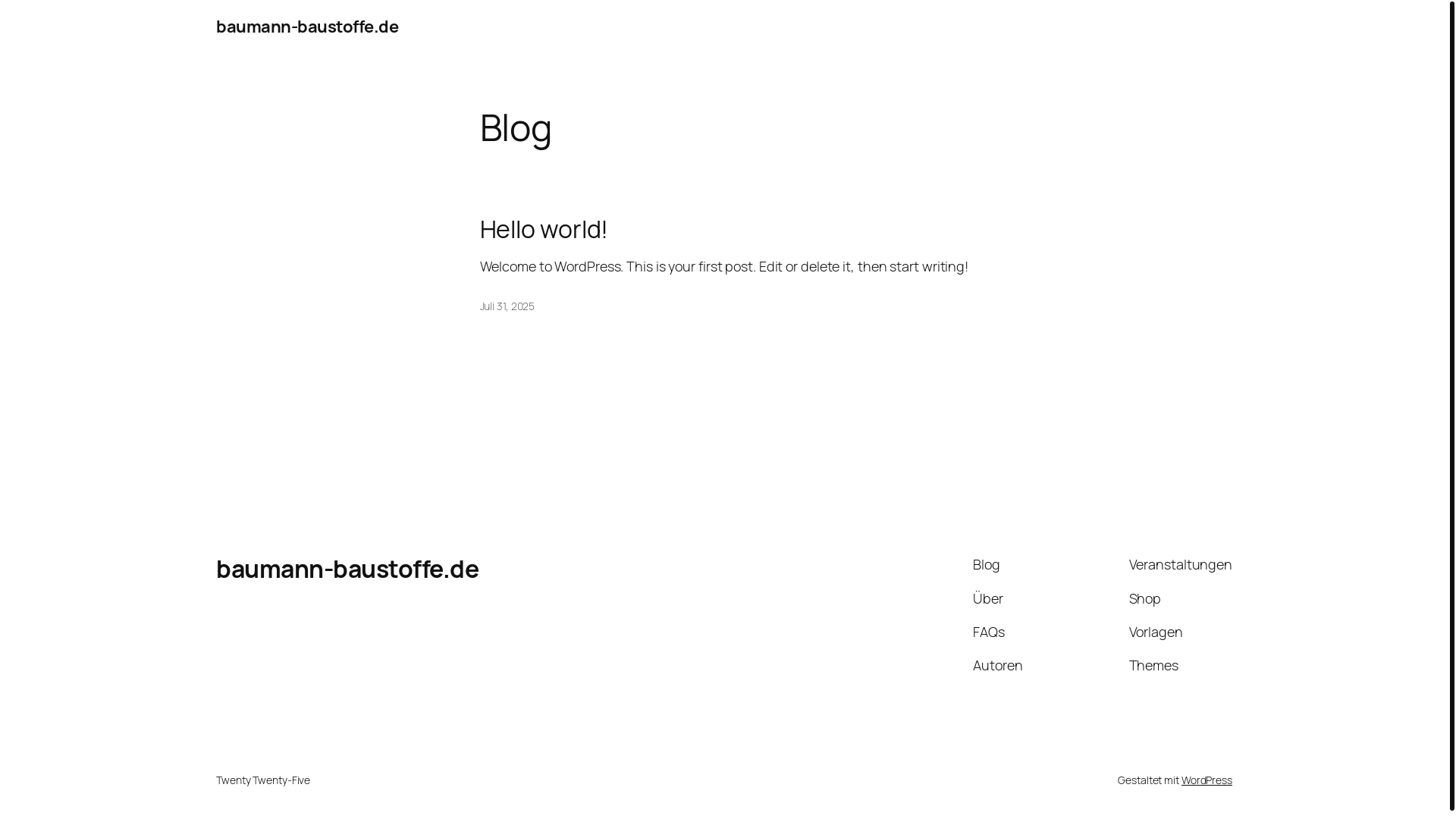 website screenshot of https://baumann-baustoffe.de/