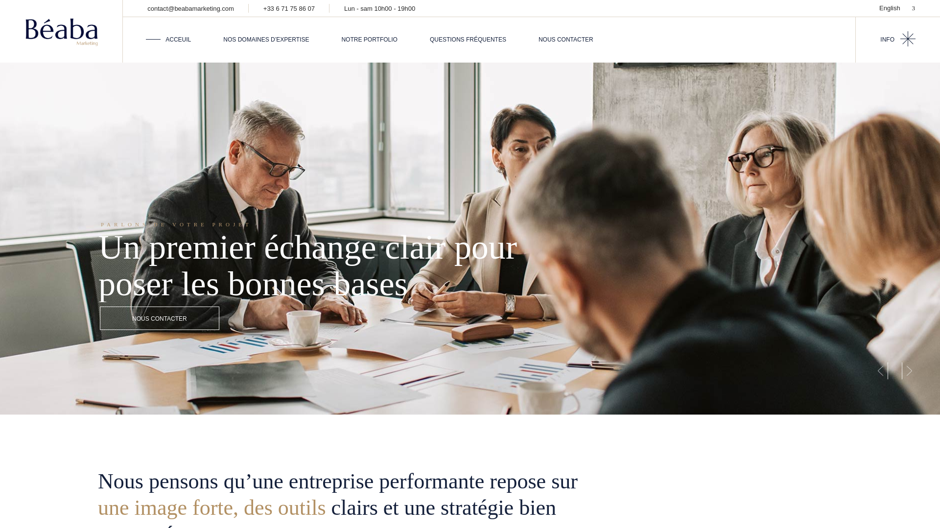 website screenshot of https://beabamarketing.fr