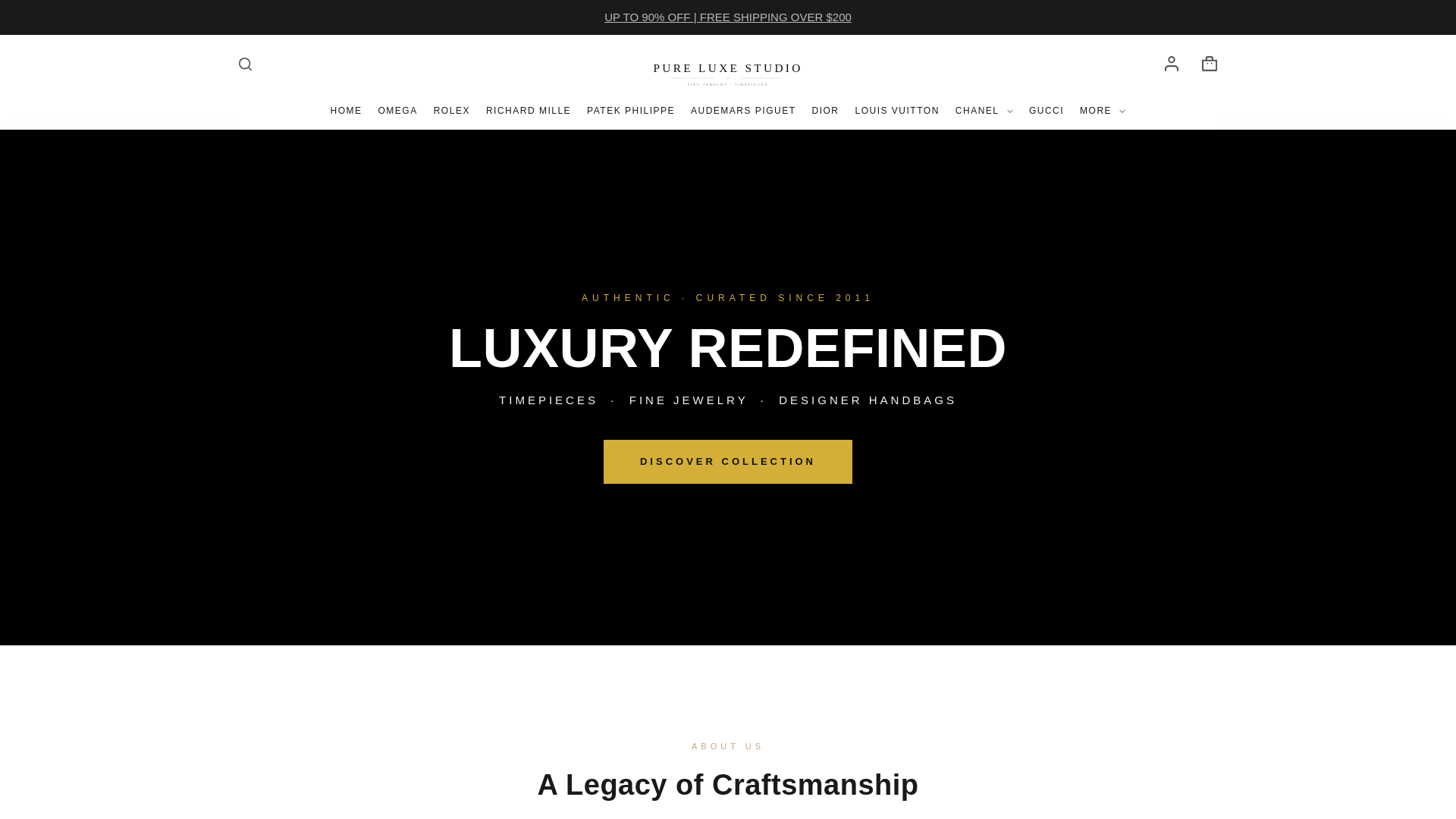 website screenshot of https://pureluxestudio.shop/