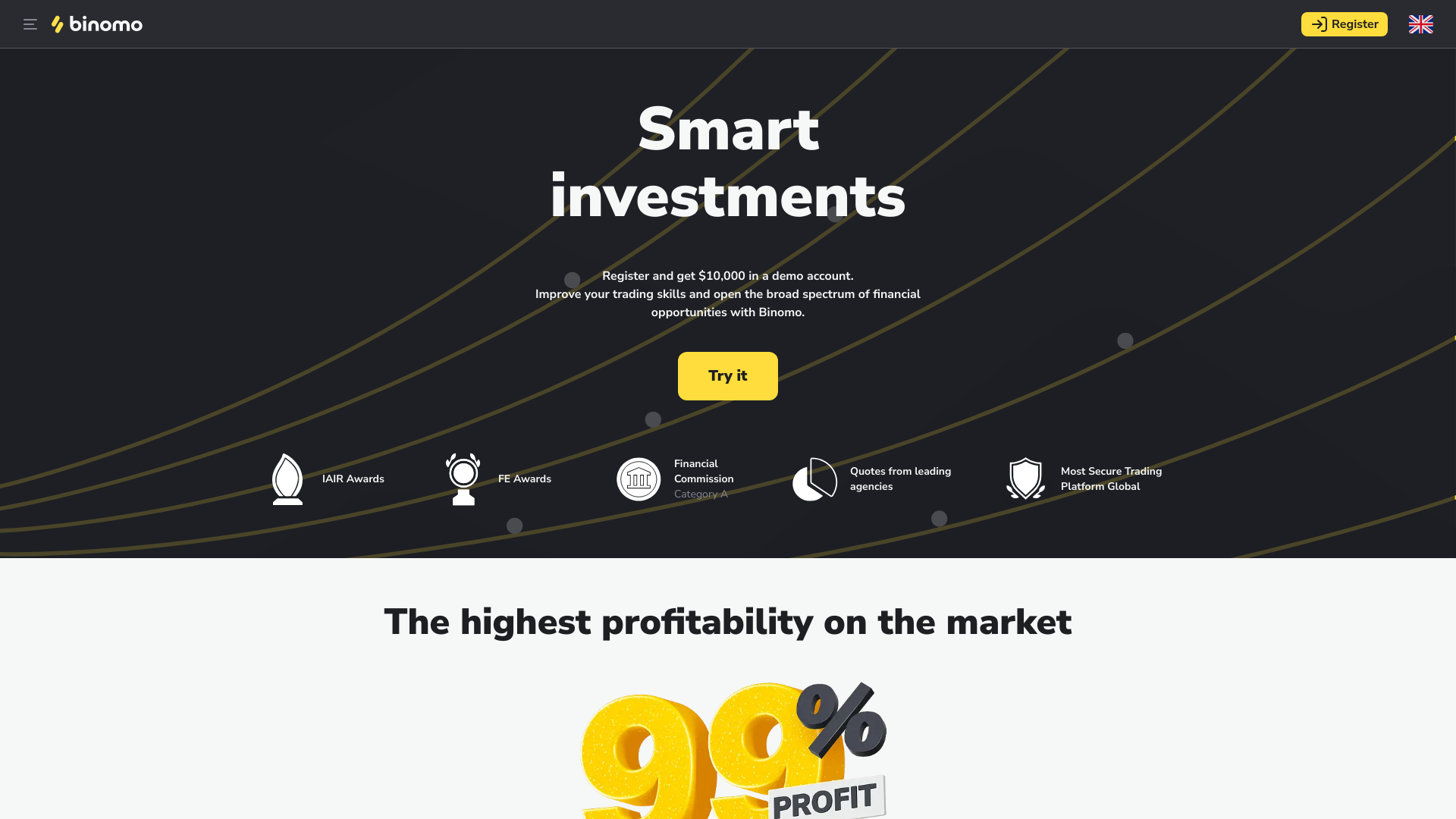 website screenshot of https://api.binomomain.com