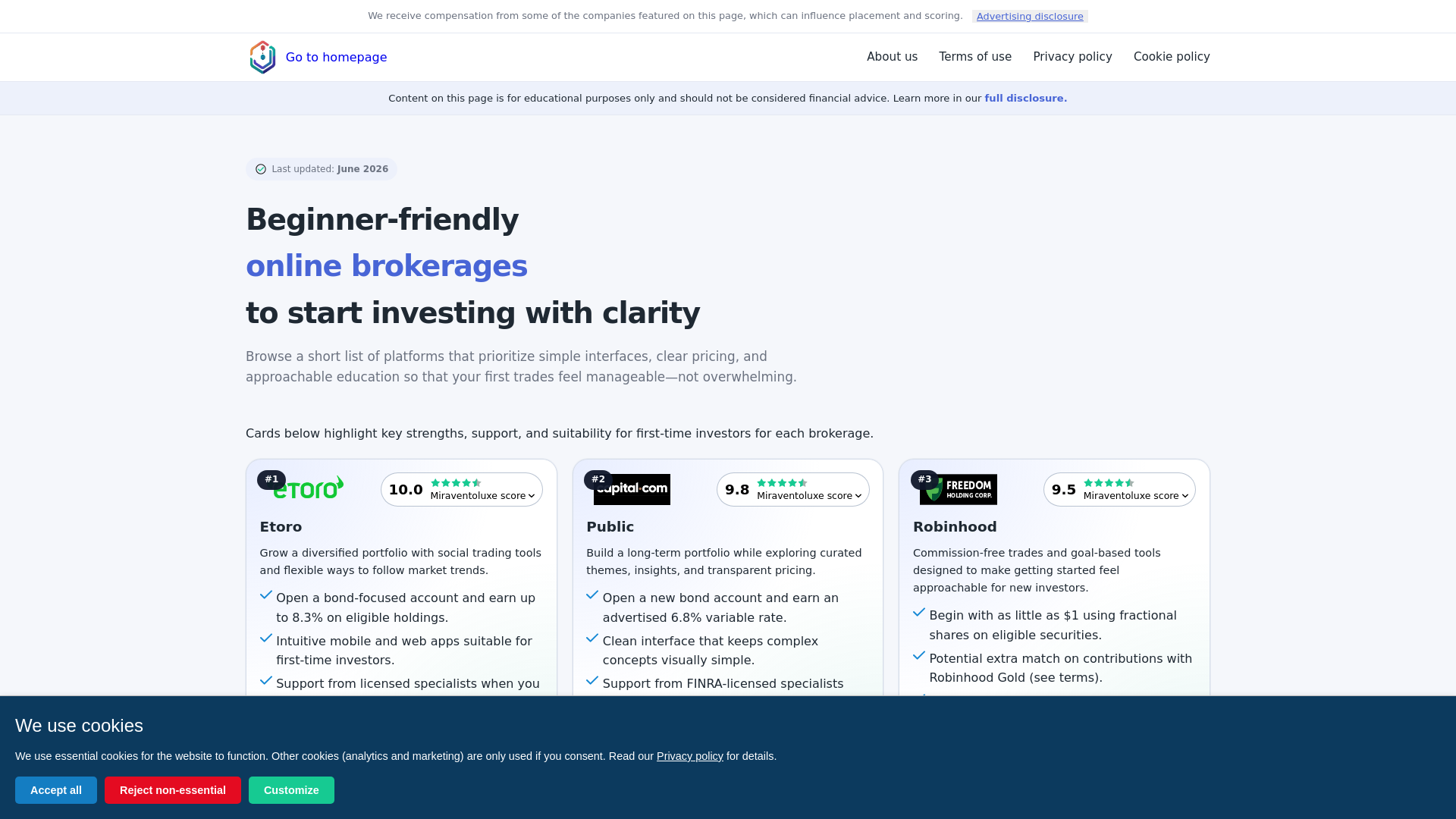 website screenshot of https://miraventoluxe.world
