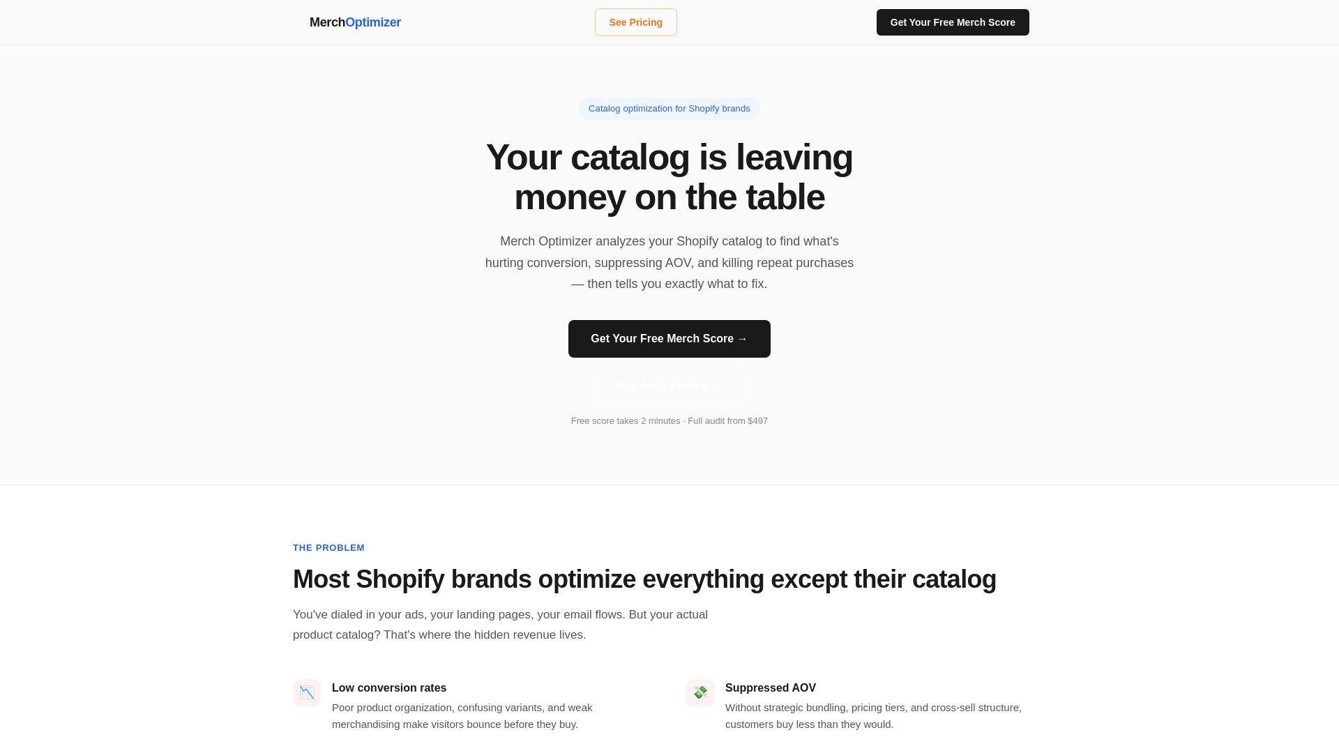website screenshot of https://merchoptimizer-site.pages.dev/