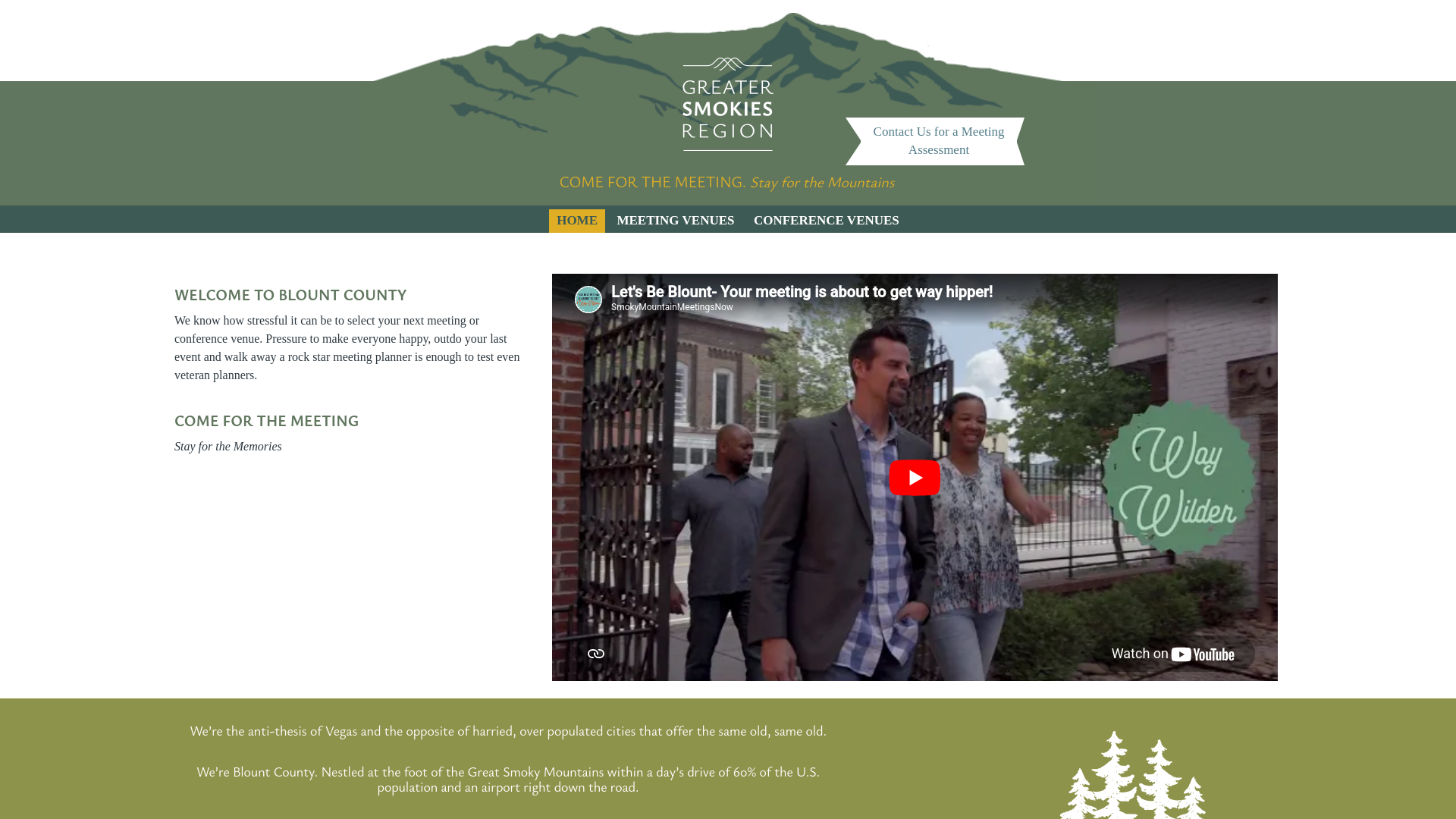 website screenshot of https://greatersmokiesmeetings.com
