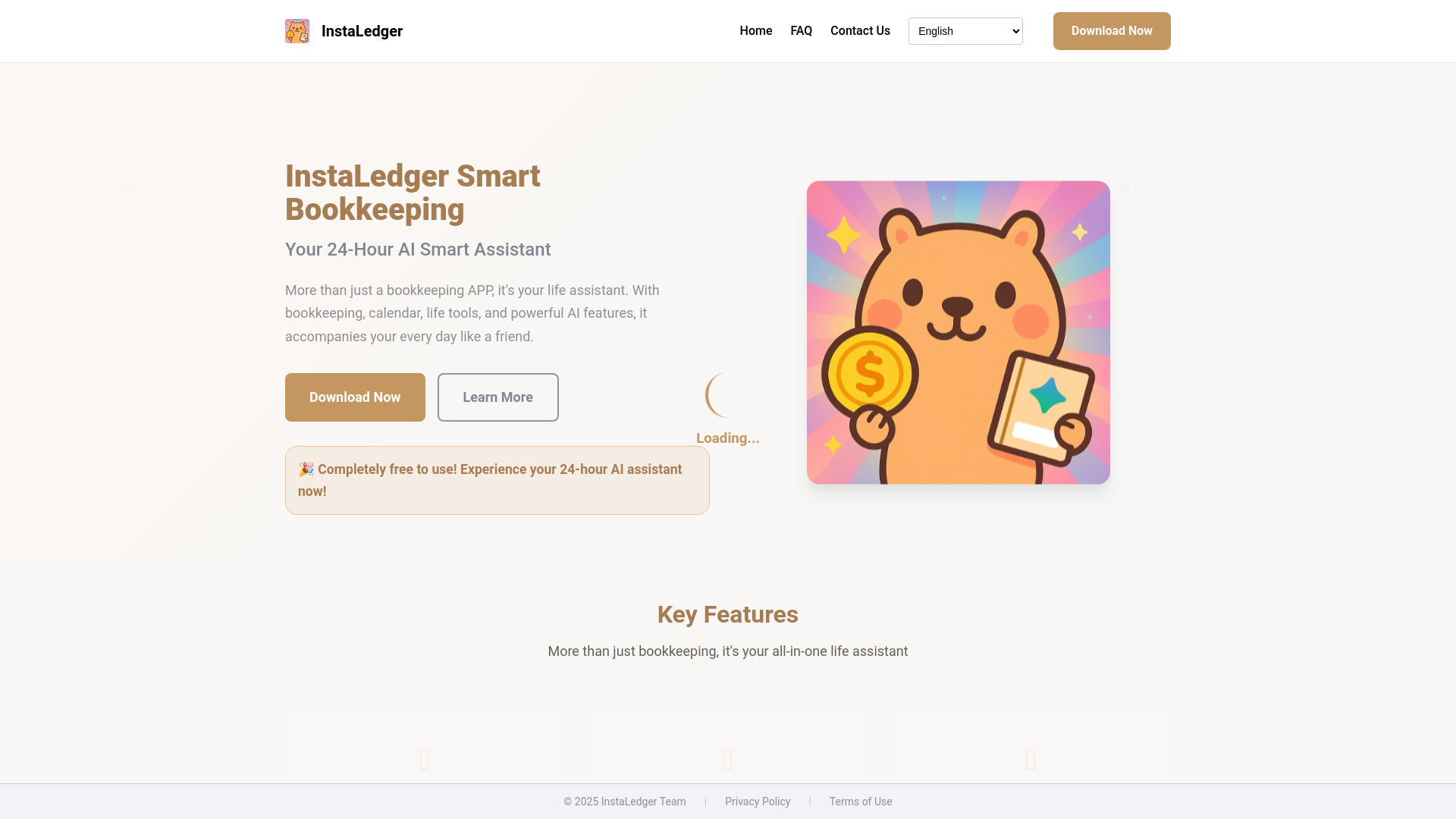 website screenshot of https://instaledger.yentech.cc