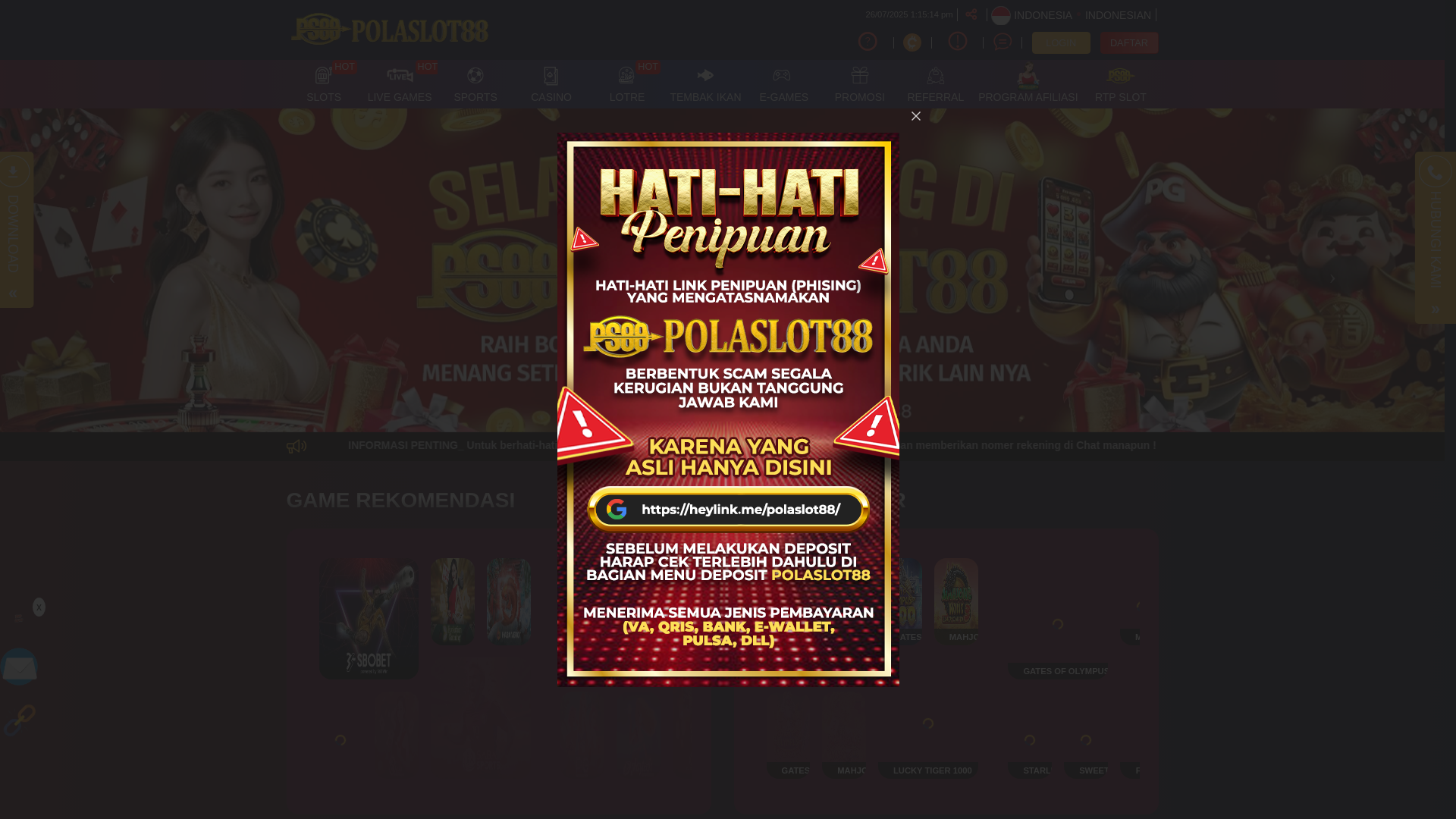 website screenshot of https://polaslot88lapak8.shop/