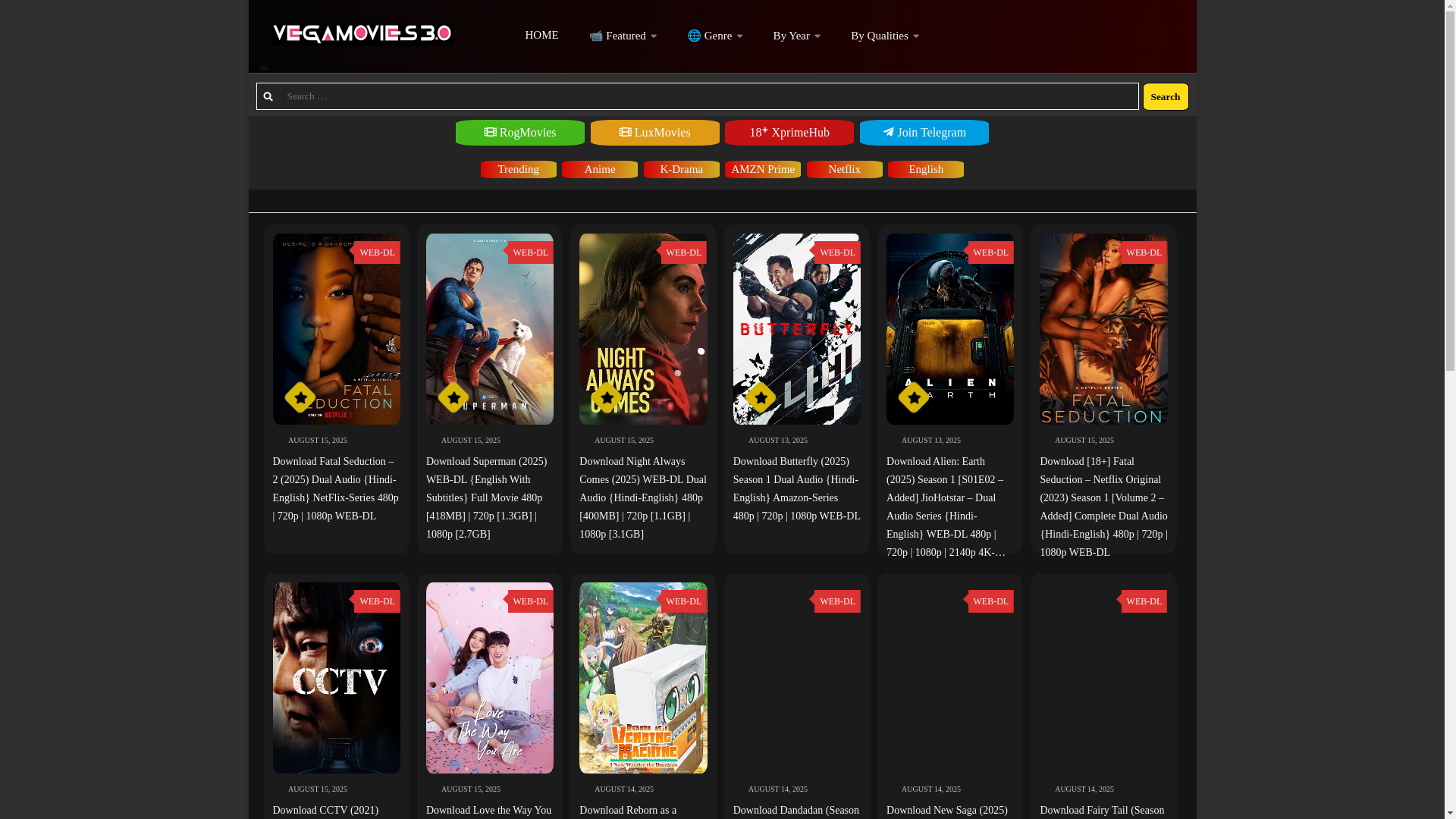 website screenshot of https://vegamovies.yoga/