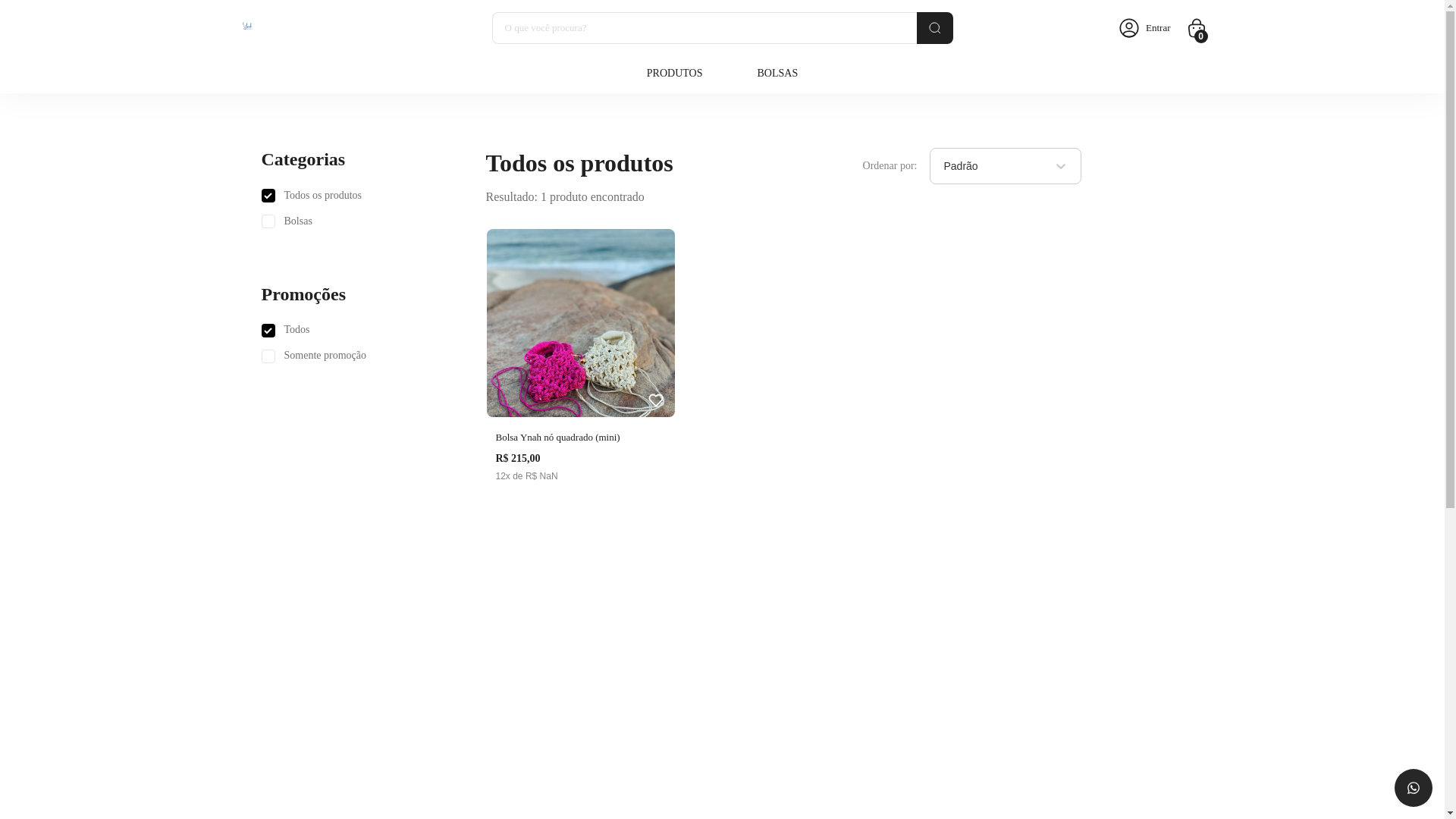 website screenshot of https://ynahbags.com.br/