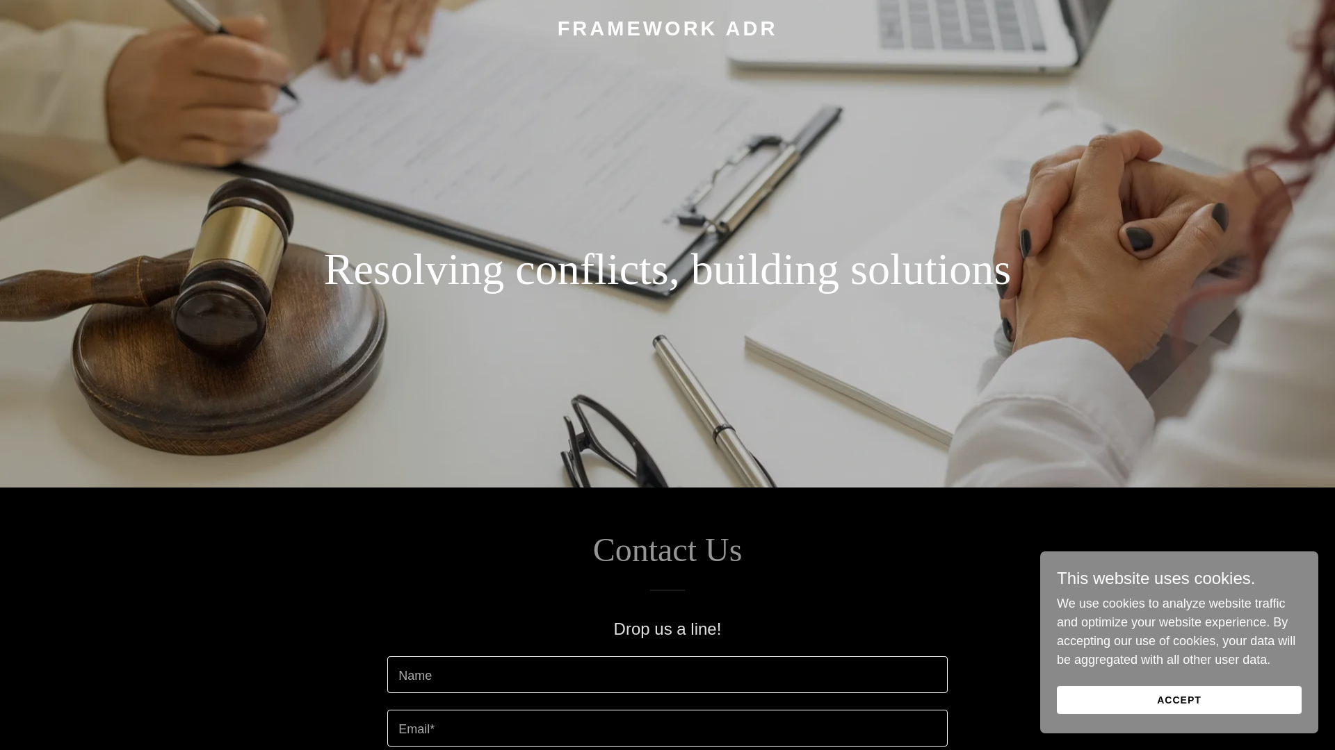 website screenshot of https://frameworkadr.com/