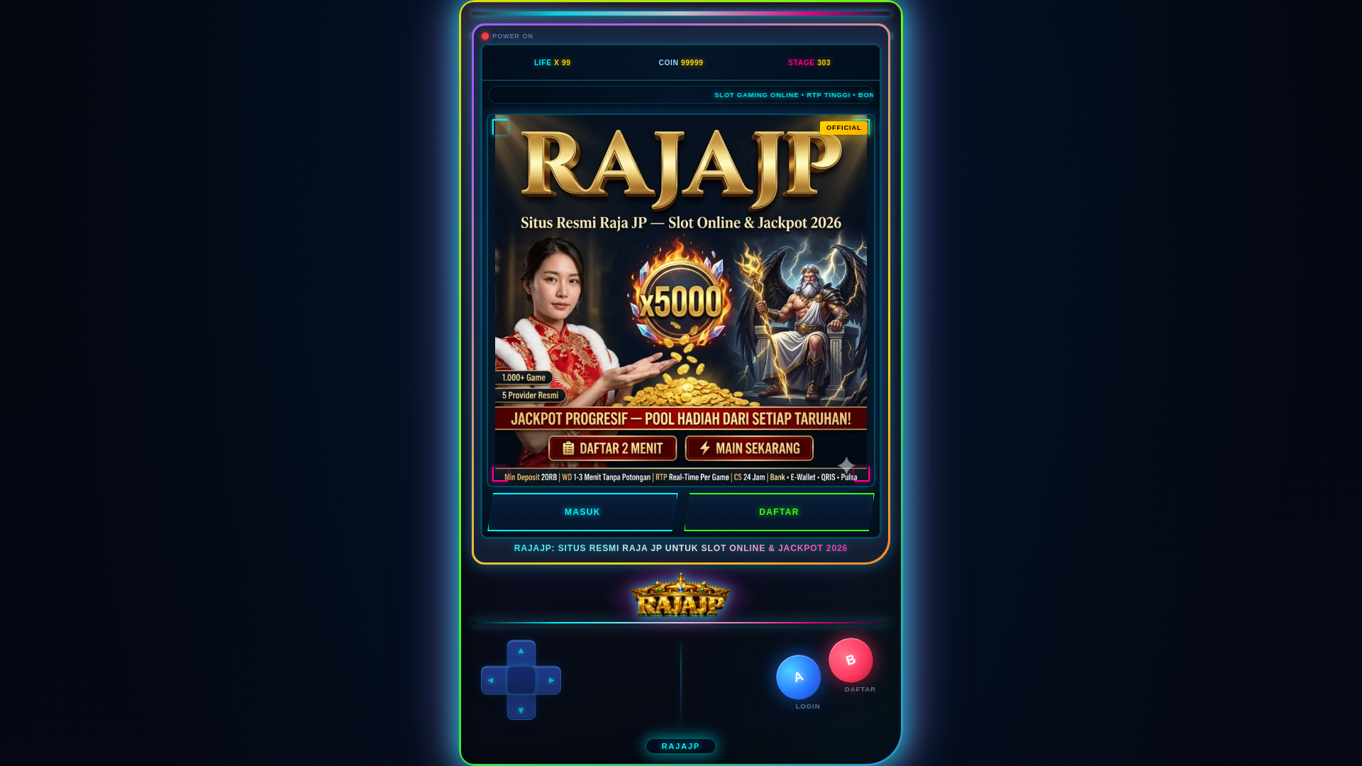 website screenshot of https://rajajp-resmi.pages.dev/