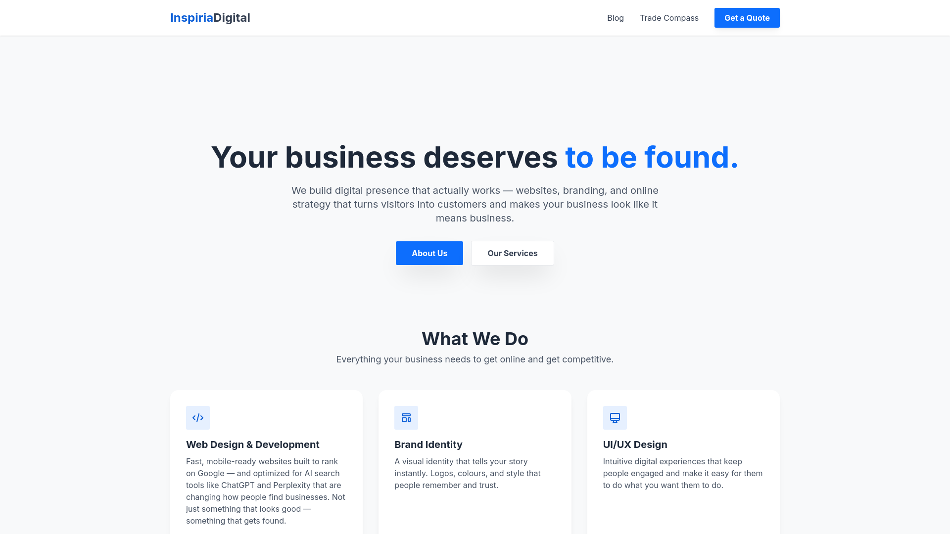 website screenshot of https://inspiriadesigns.ca