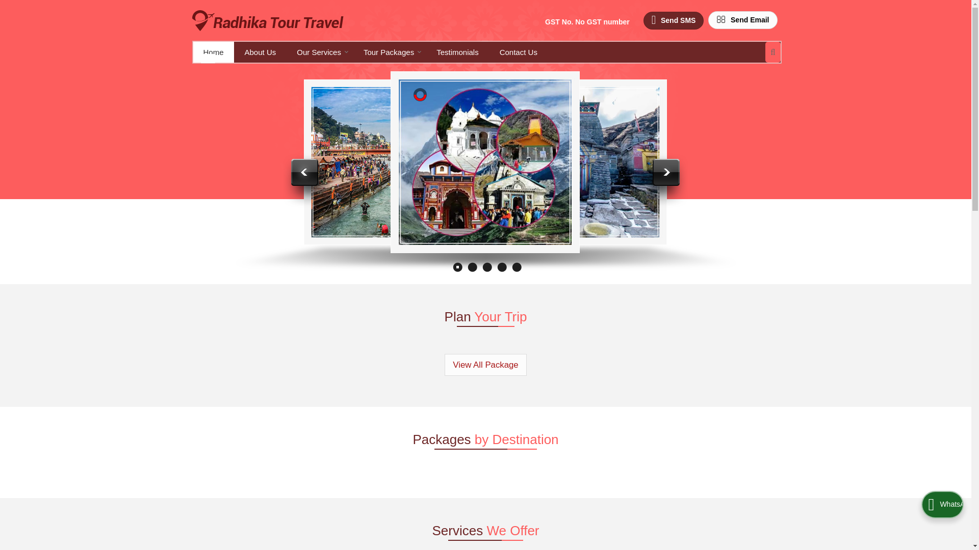 website screenshot of https://radhikatourtravel.in/