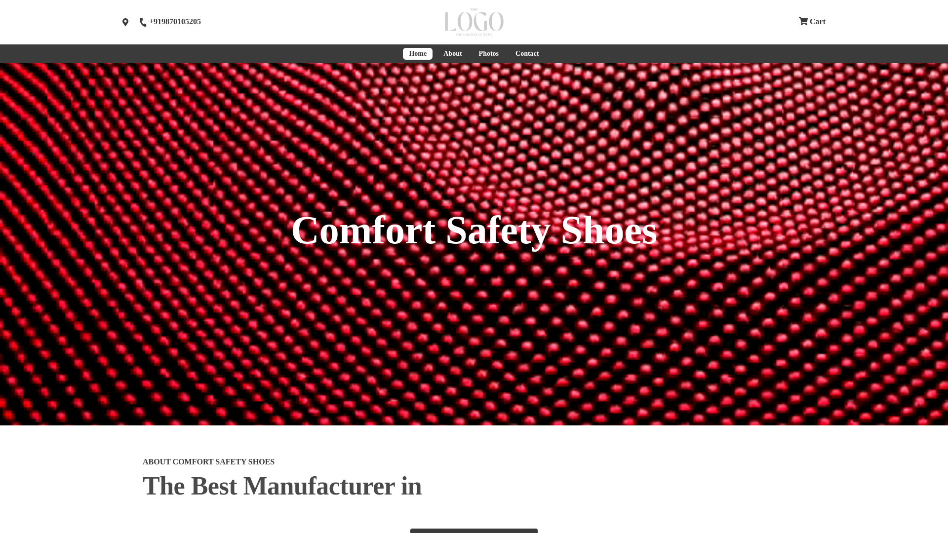 website screenshot of https://comfortsafetyshoes.in
