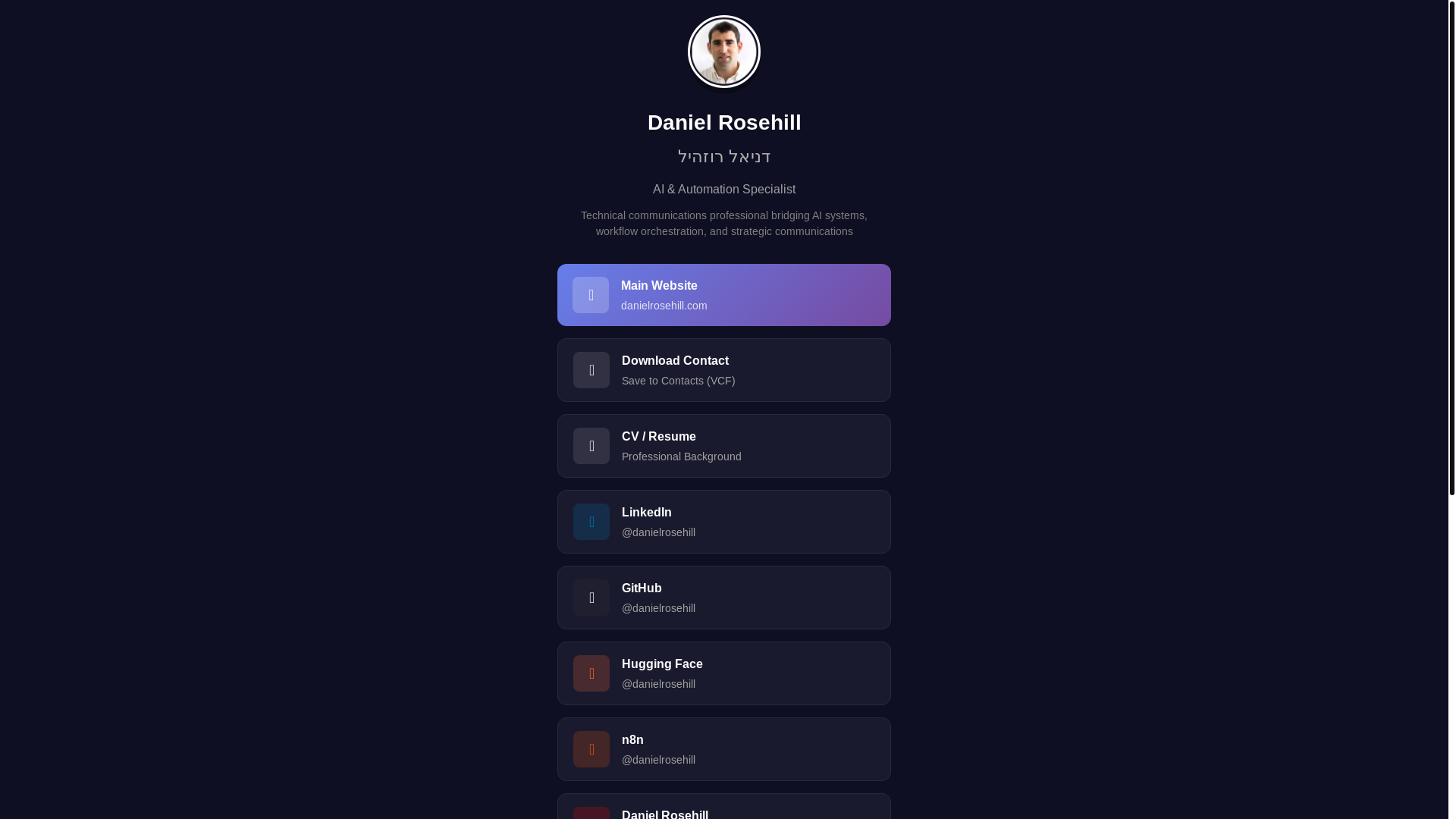 website screenshot of https://daniel-rosehill-links.pages.dev/