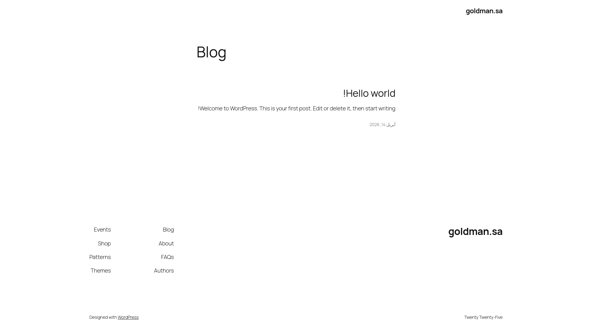 website screenshot of https://goldman.sa/