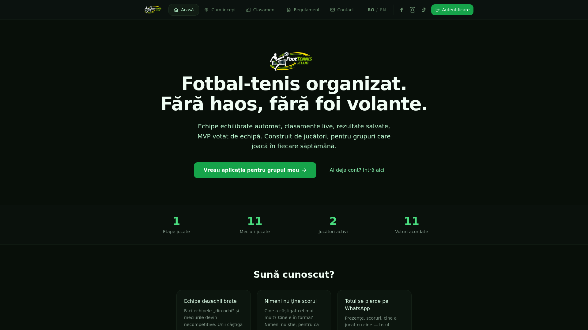 website screenshot of https://fotbaltenis.ro/